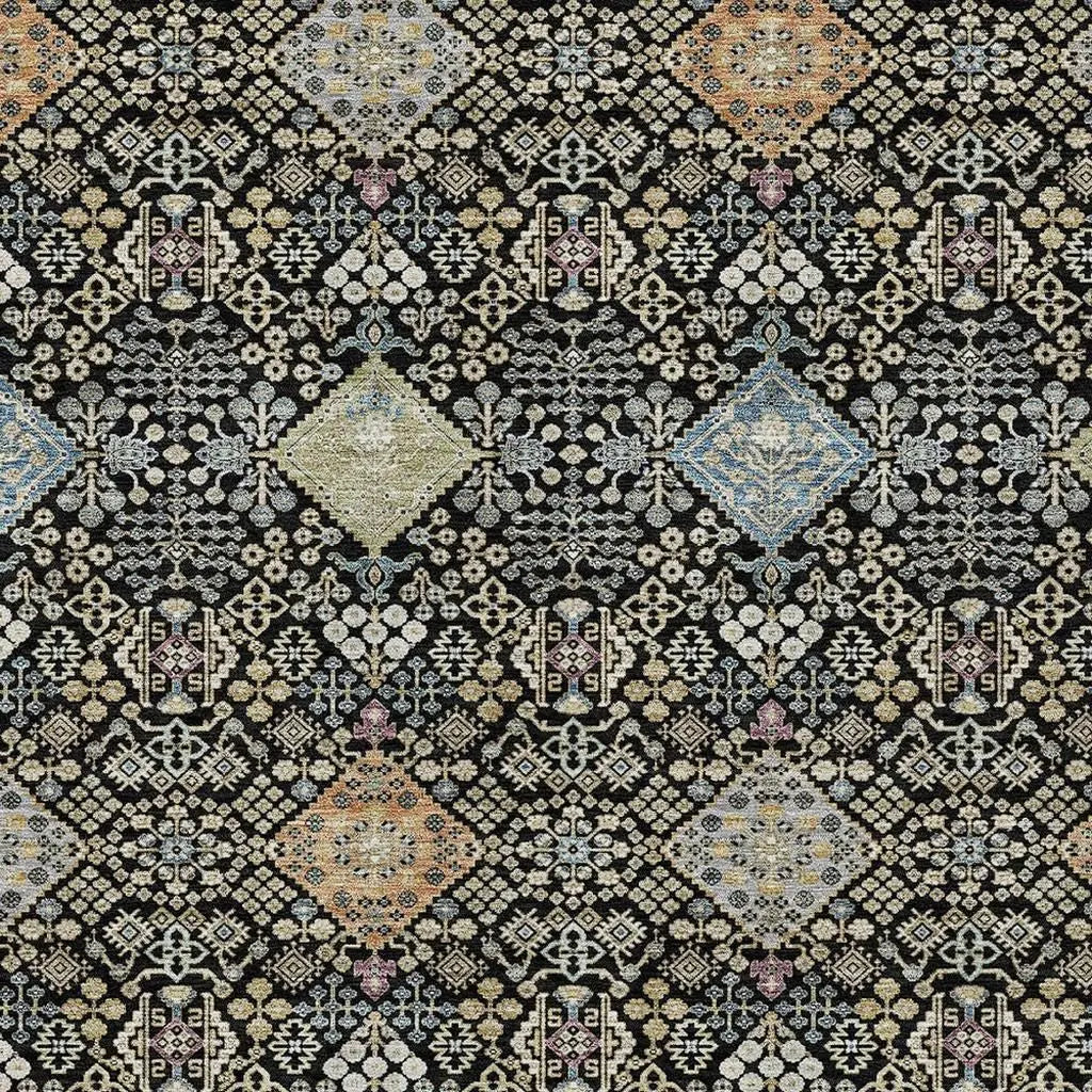 3' X 5' Black And Copper Oriental Washable Indoor Outdoor Area Rug Homeroots Outdoor
