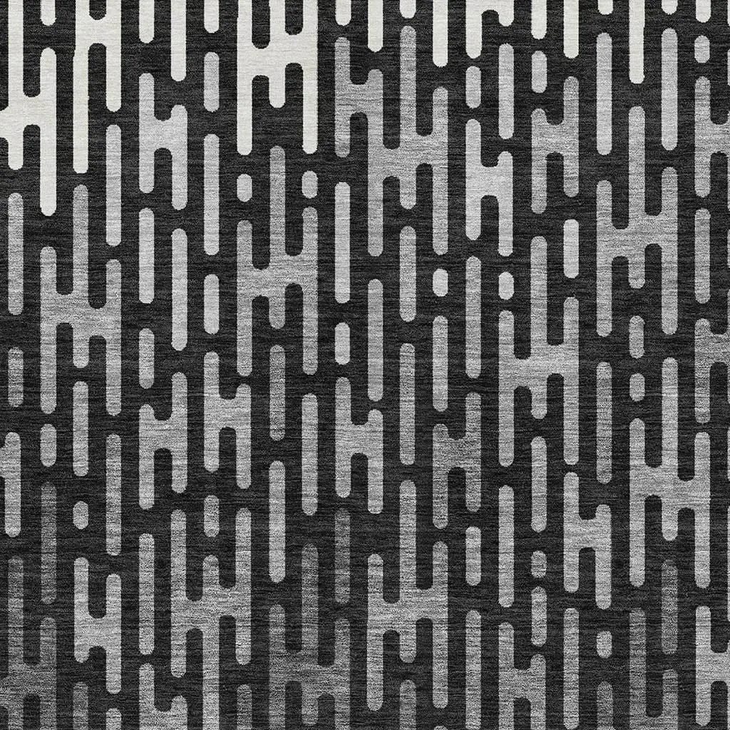 3' X 5' Black And Granite Gray Abstract Washable Indoor Outdoor Area Rug Homeroots Outdoor