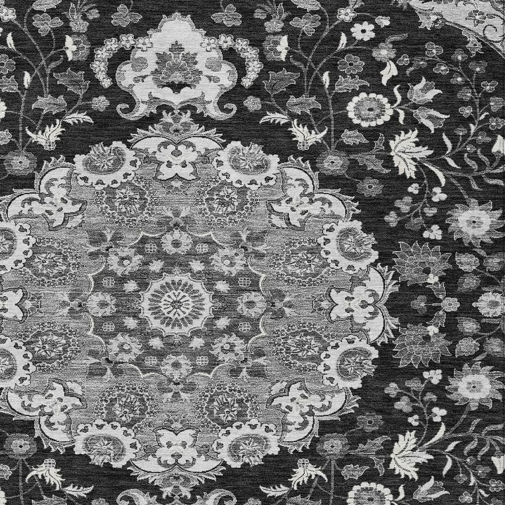 3' X 5' Black And Granite Gray Damask Washable Indoor Outdoor Area Rug Homeroots Outdoor