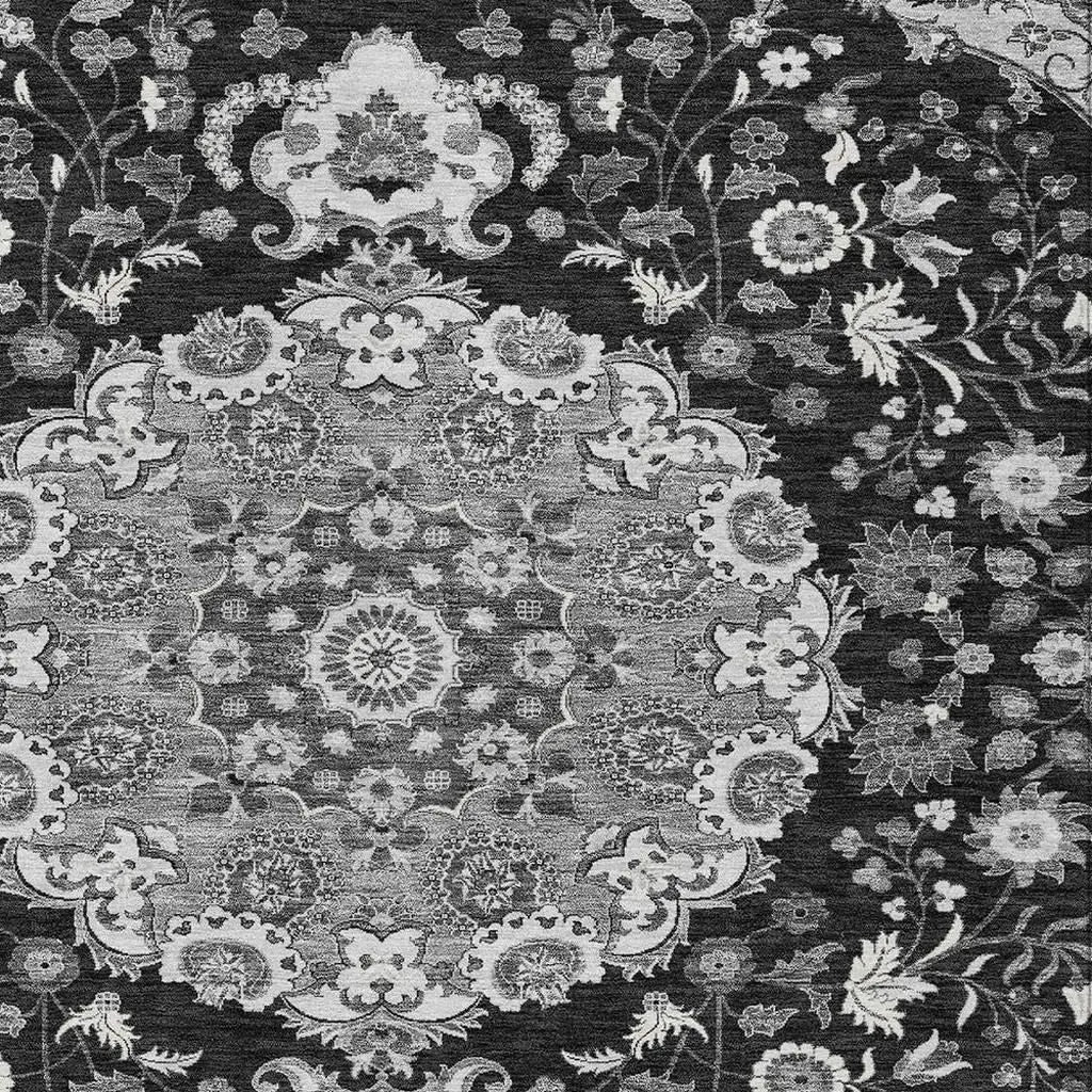 3' X 5' Black And Granite Gray Damask Washable Indoor Outdoor Area Rug Homeroots Outdoor