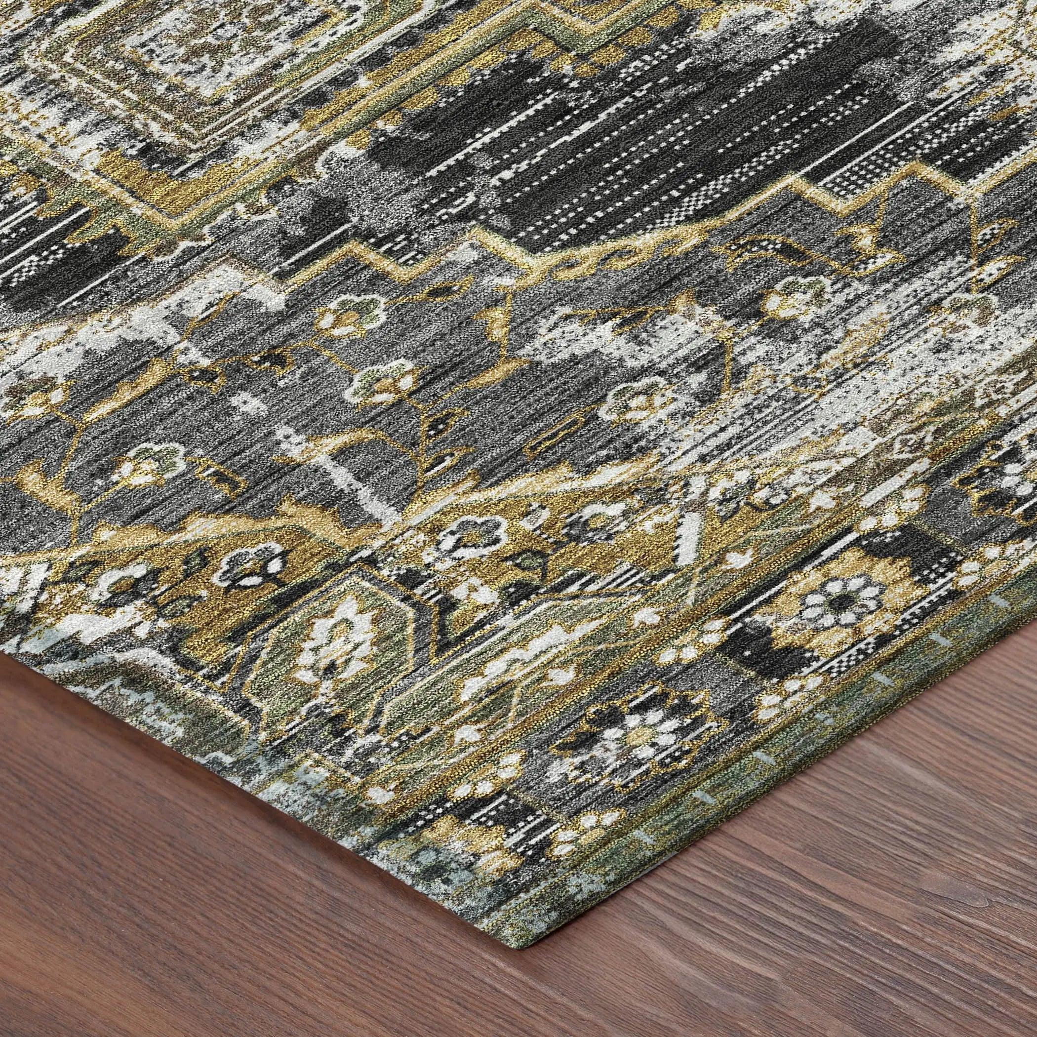 3' X 5' Black And Granite Gray Oriental Washable Indoor Outdoor Area Rug Homeroots Outdoor