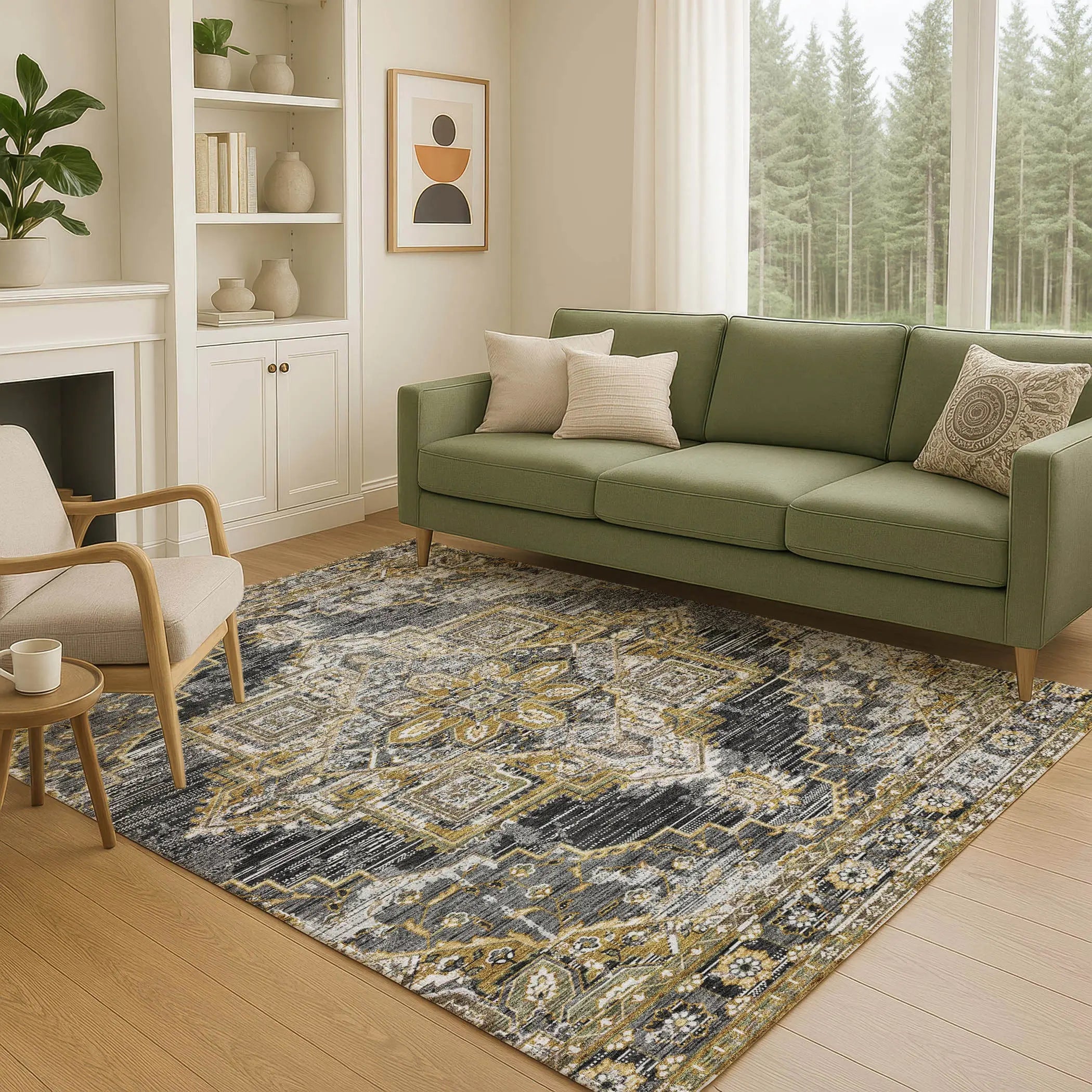 3' X 5' Black And Granite Gray Oriental Washable Indoor Outdoor Area Rug Homeroots Outdoor