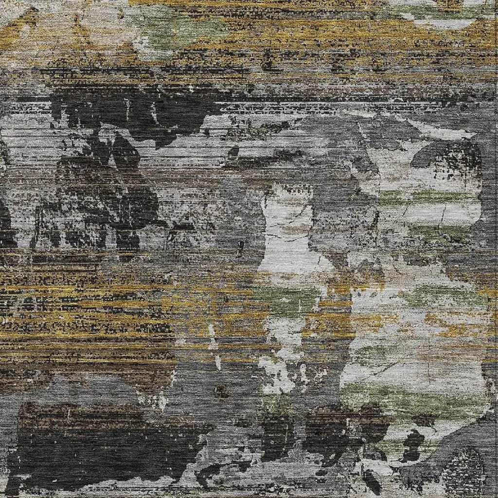 3' X 5' Black And Graphite Abstract Washable Indoor Outdoor Area Rug Homeroots Outdoor