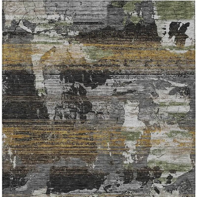 3' X 5' Black And Graphite Abstract Washable Indoor Outdoor Area Rug Homeroots Outdoor