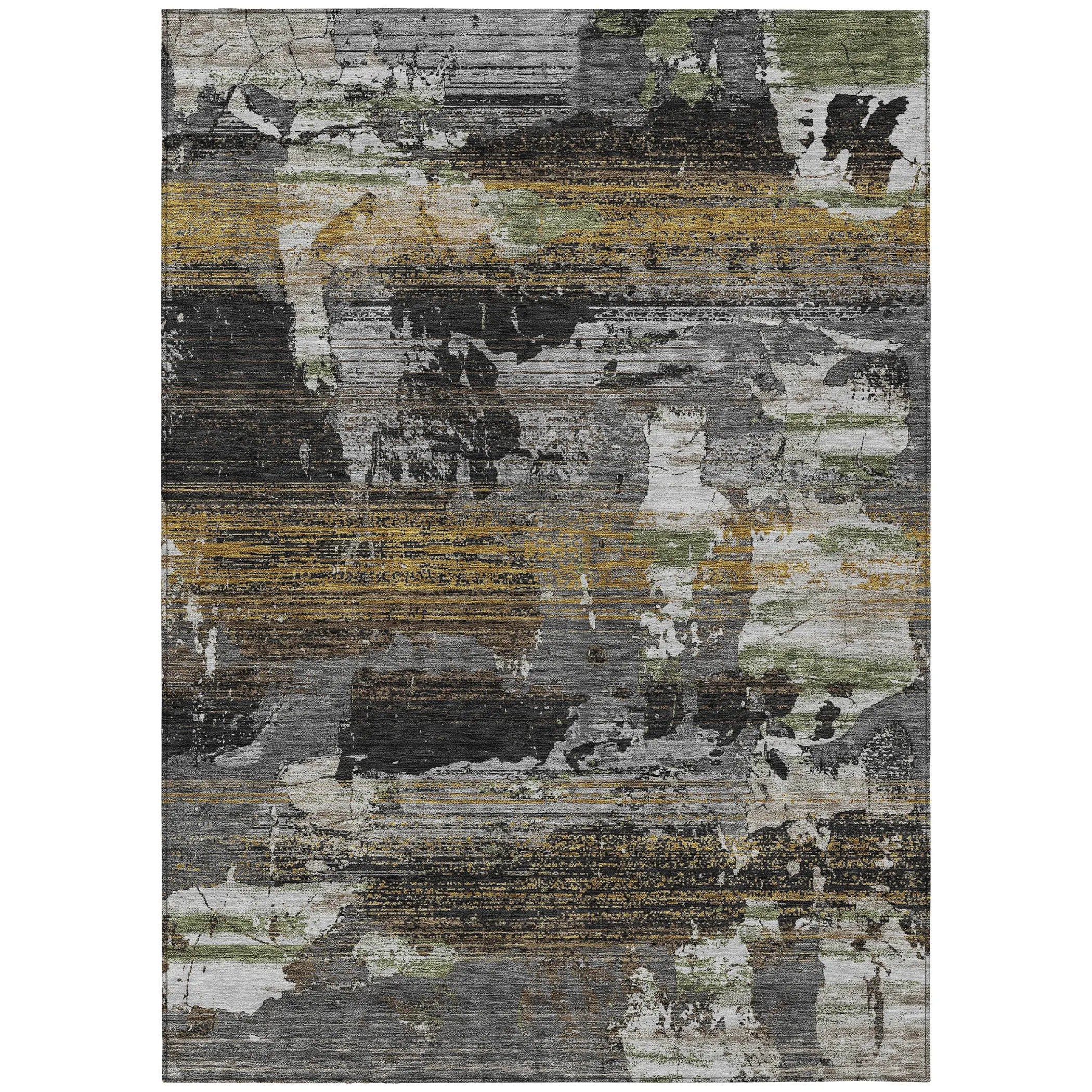 3' X 5' Black And Graphite Abstract Washable Indoor Outdoor Area Rug Homeroots Outdoor