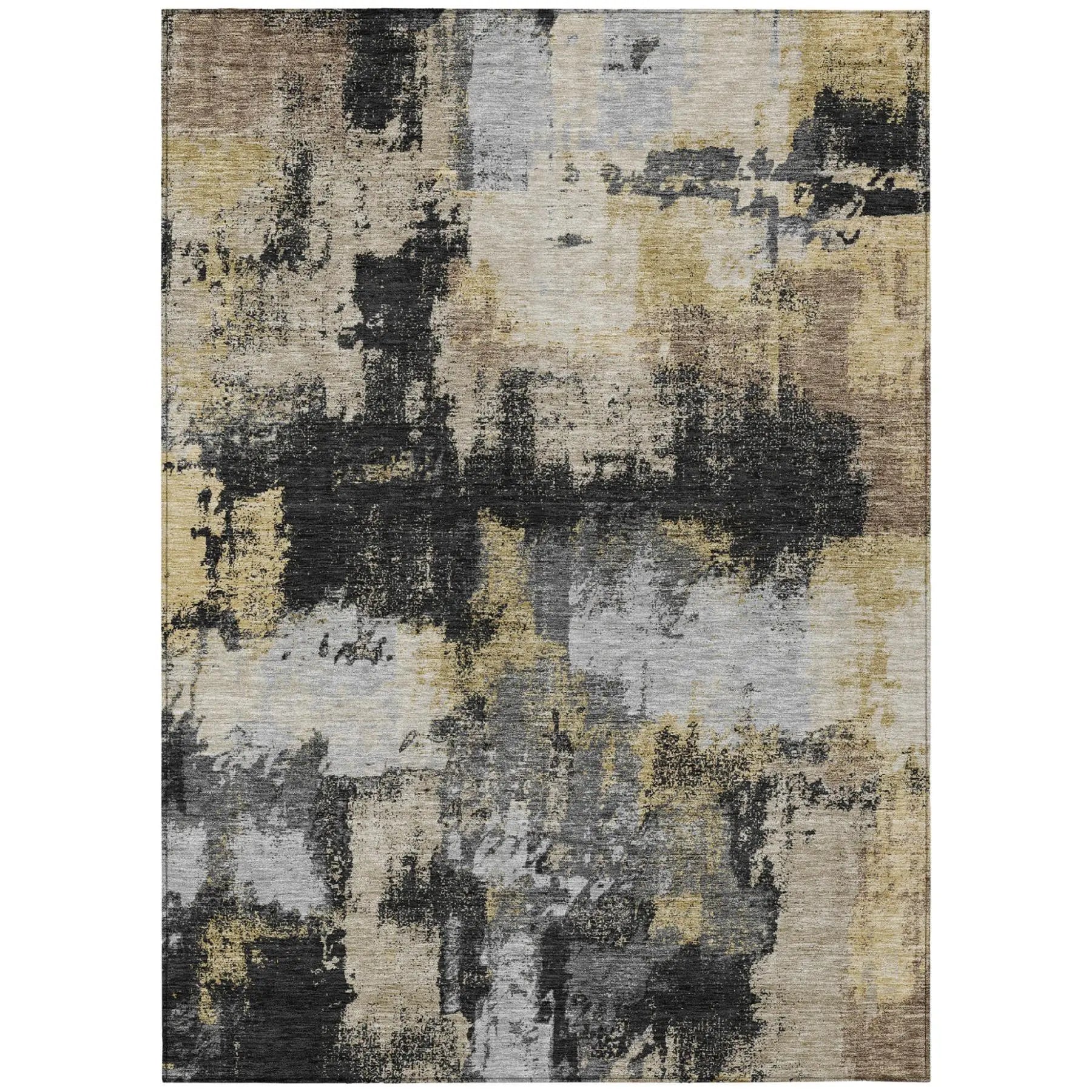 3' X 5' Black And Graphite Abstract Washable Indoor Outdoor Area Rug Homeroots Outdoor