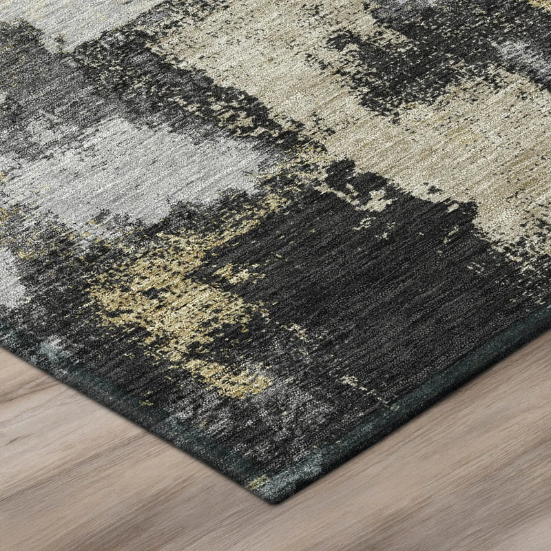 3' X 5' Black And Graphite Abstract Washable Indoor Outdoor Area Rug Homeroots Outdoor