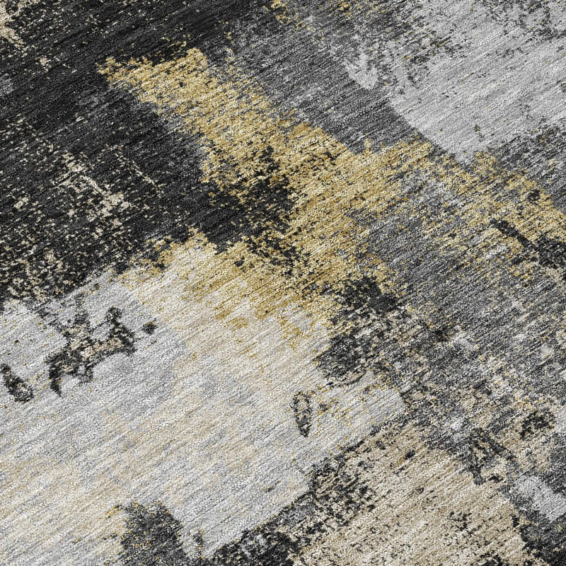 3' X 5' Black And Graphite Abstract Washable Indoor Outdoor Area Rug Homeroots Outdoor
