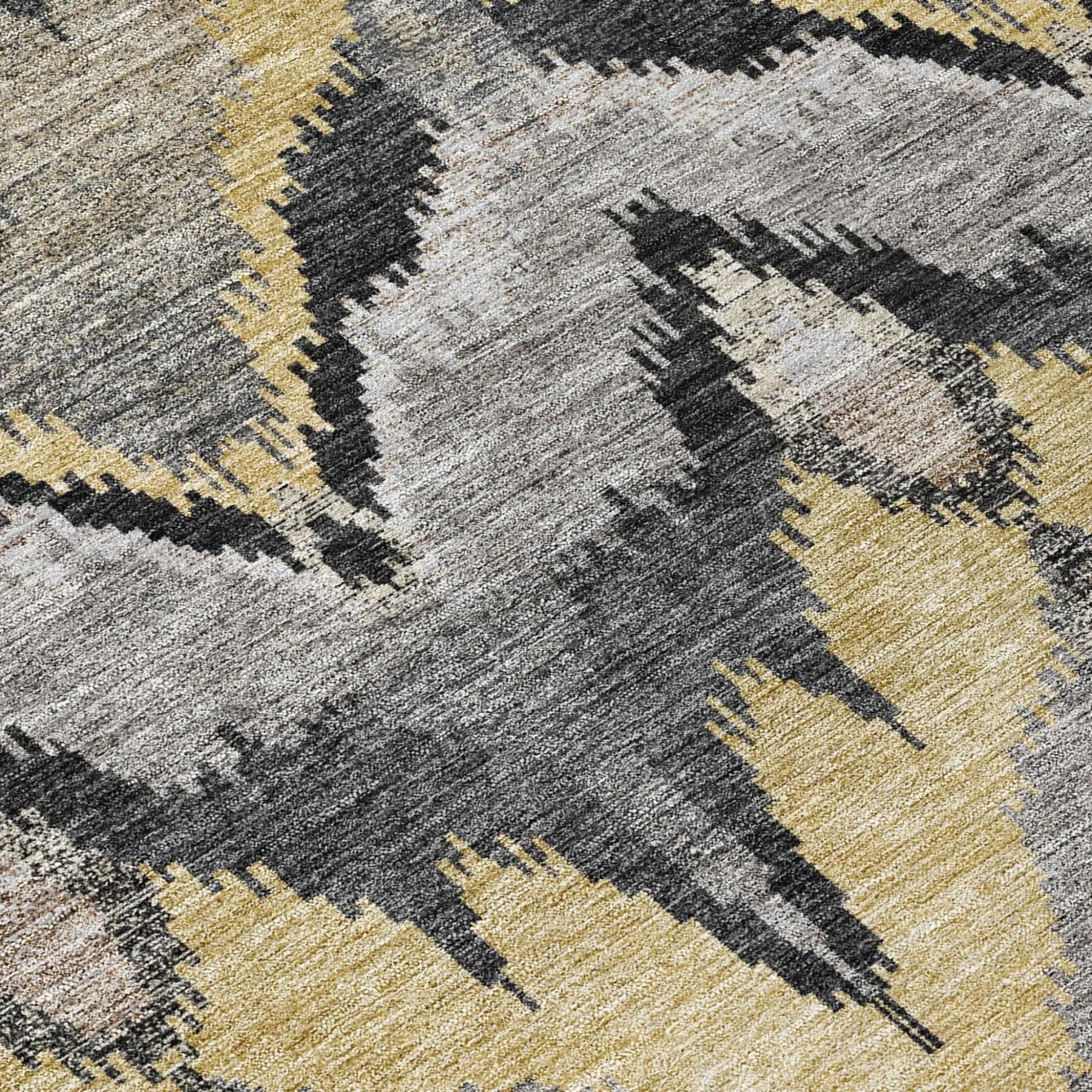 3' X 5' Black And Graphite Abstract Washable Indoor Outdoor Area Rug Homeroots Outdoor