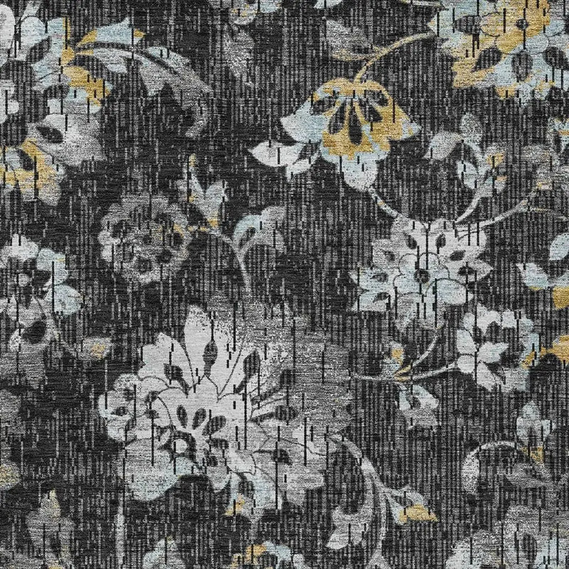 3' X 5' Black And Graphite Floral Washable Indoor Outdoor Area Rug Homeroots Outdoor