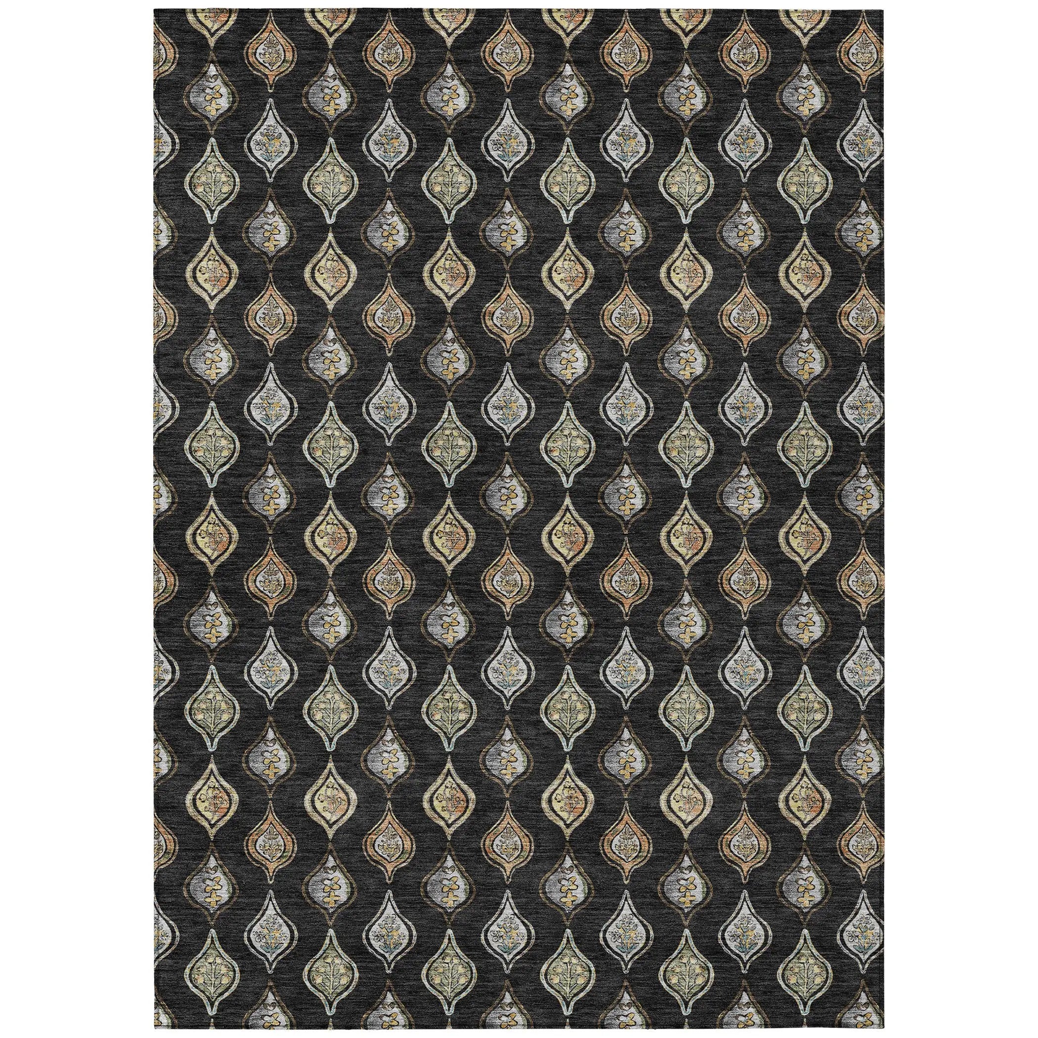 3' X 5' Black And Graphite Floral Washable Indoor Outdoor Area Rug Homeroots Outdoor