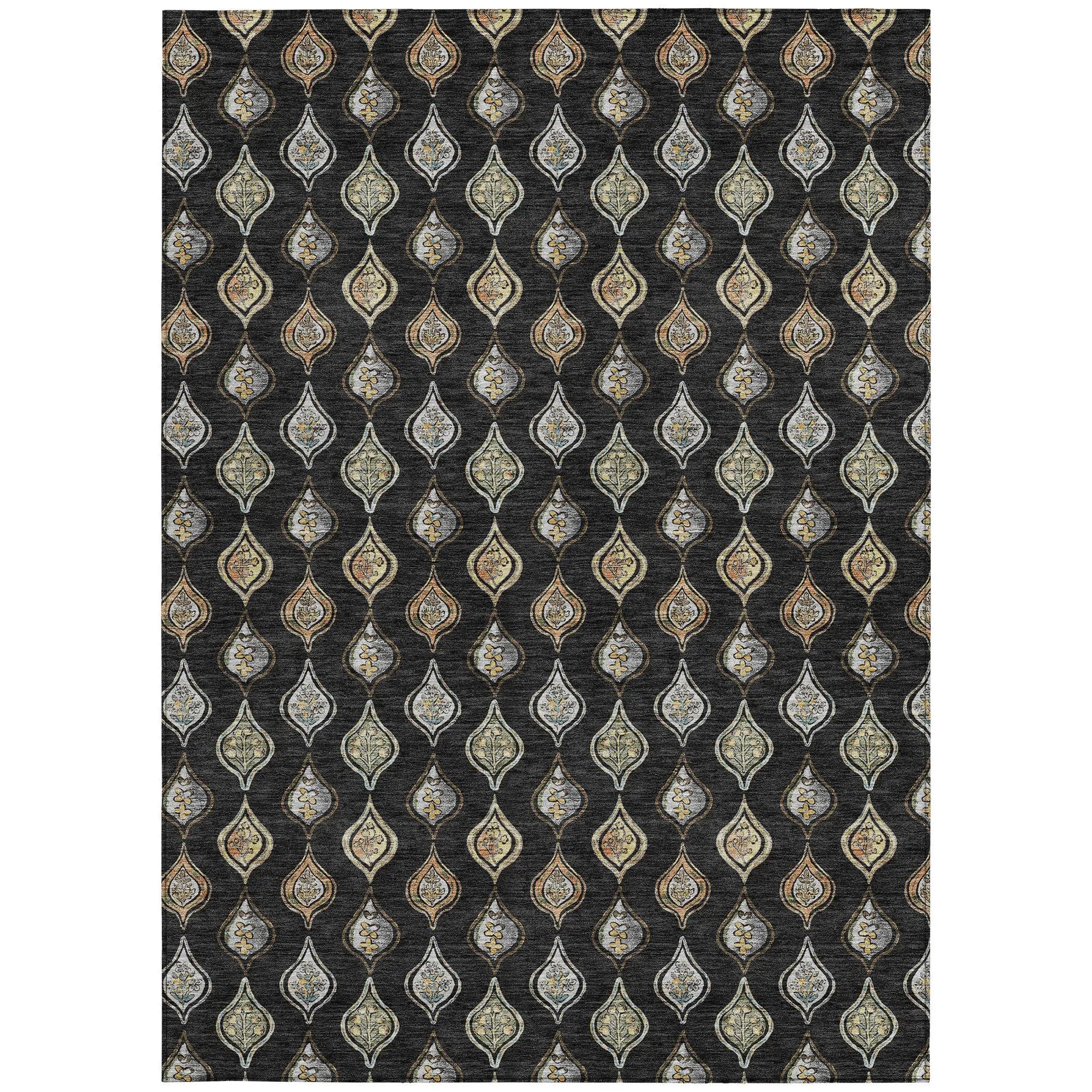 3' X 5' Black And Graphite Floral Washable Indoor Outdoor Area Rug Homeroots Outdoor