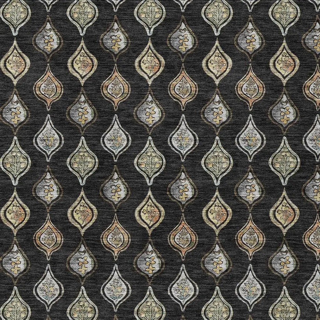 3' X 5' Black And Graphite Floral Washable Indoor Outdoor Area Rug Homeroots Outdoor
