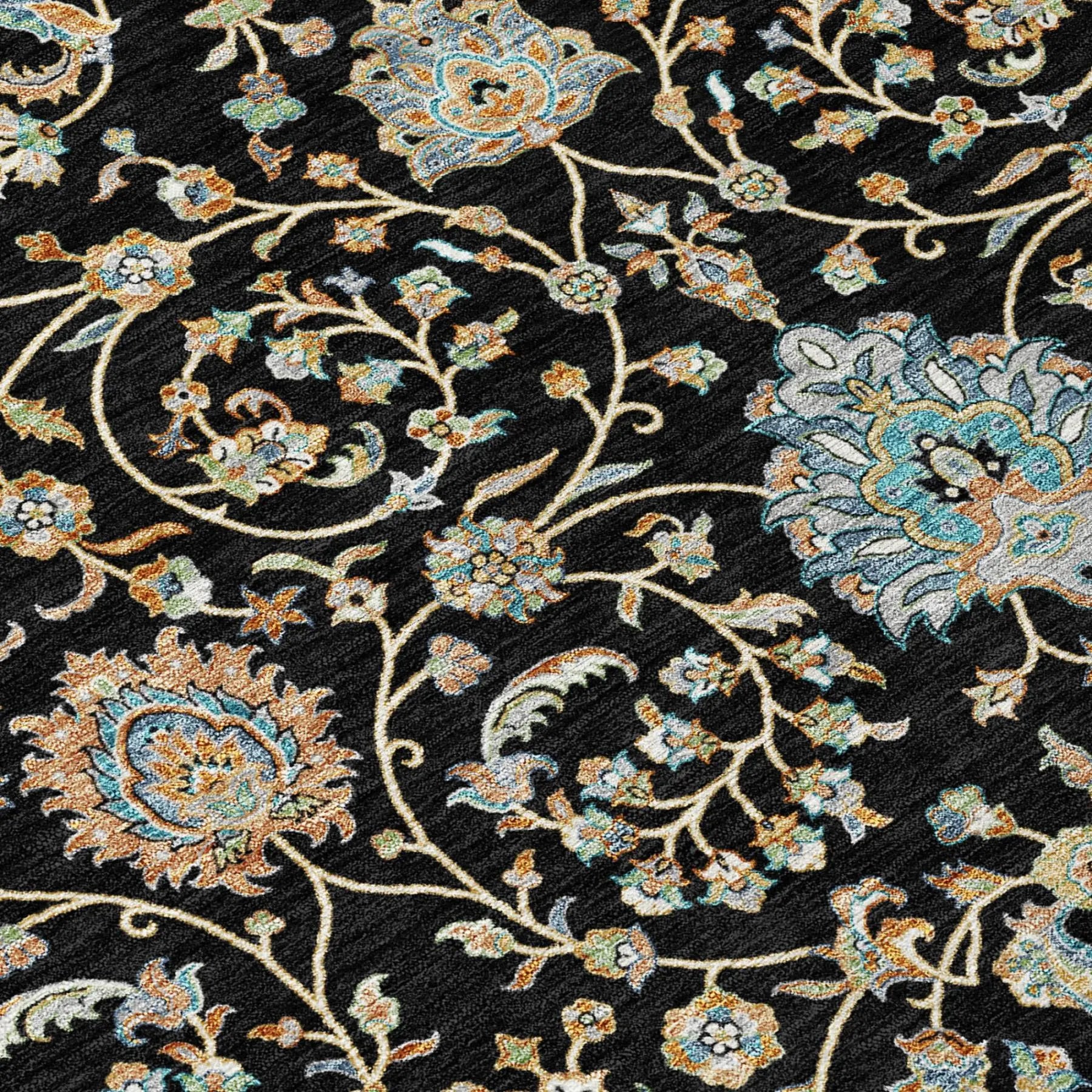 3' X 5' Black And Graphite Floral Washable Indoor Outdoor Area Rug Homeroots Outdoor