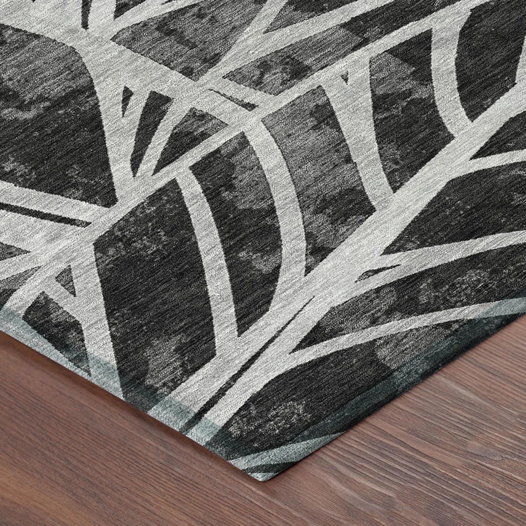 3' X 5' Black And Graphite Floral Washable Indoor Outdoor Area Rug Homeroots Outdoor