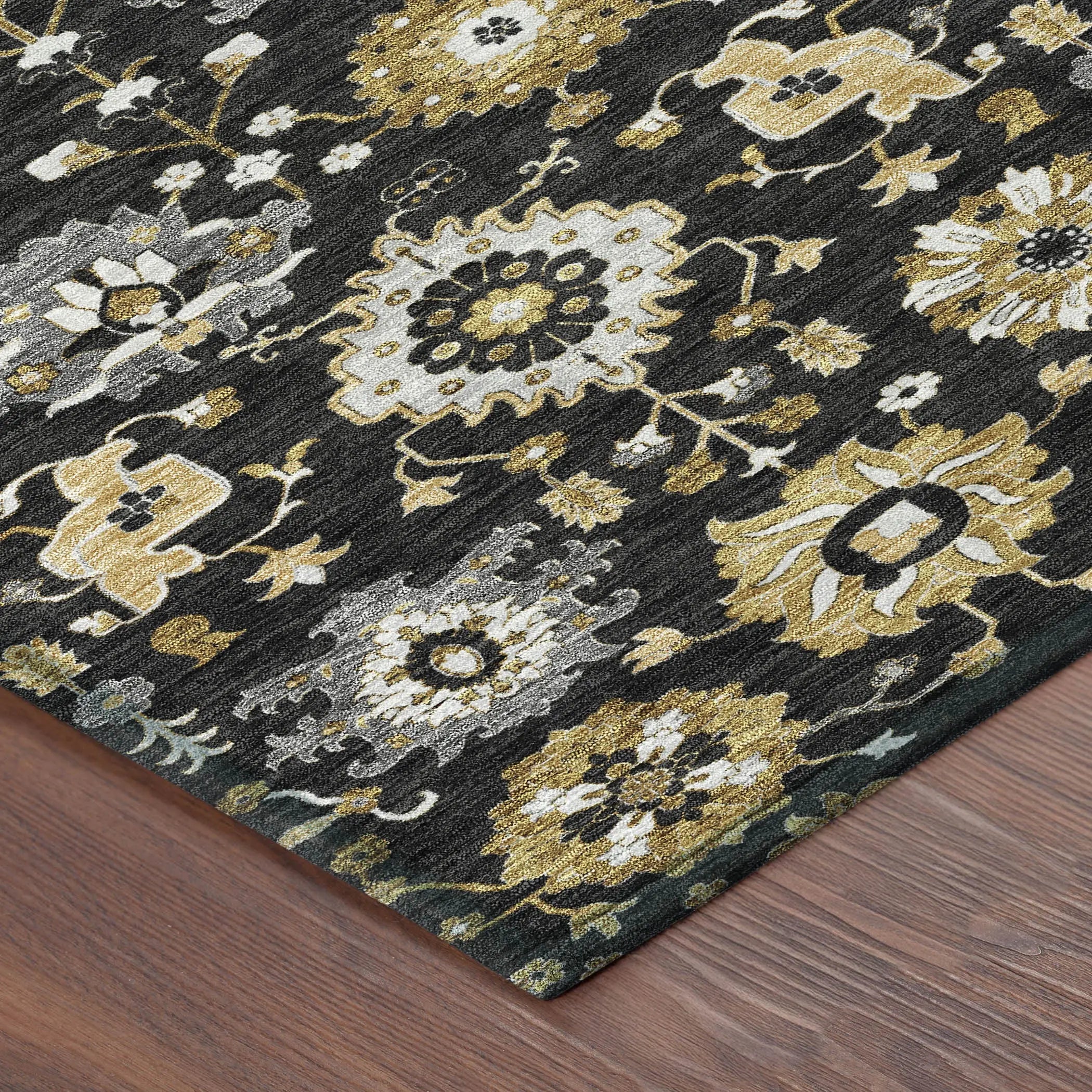 3' X 5' Black And Graphite Geometric Washable Indoor Outdoor Area Rug Homeroots Outdoor