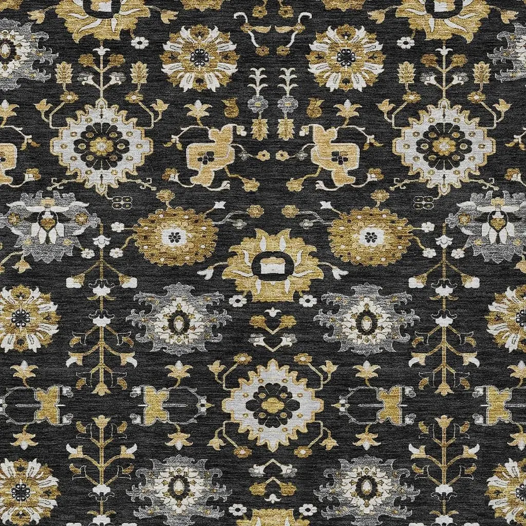 3' X 5' Black And Graphite Geometric Washable Indoor Outdoor Area Rug Homeroots Outdoor