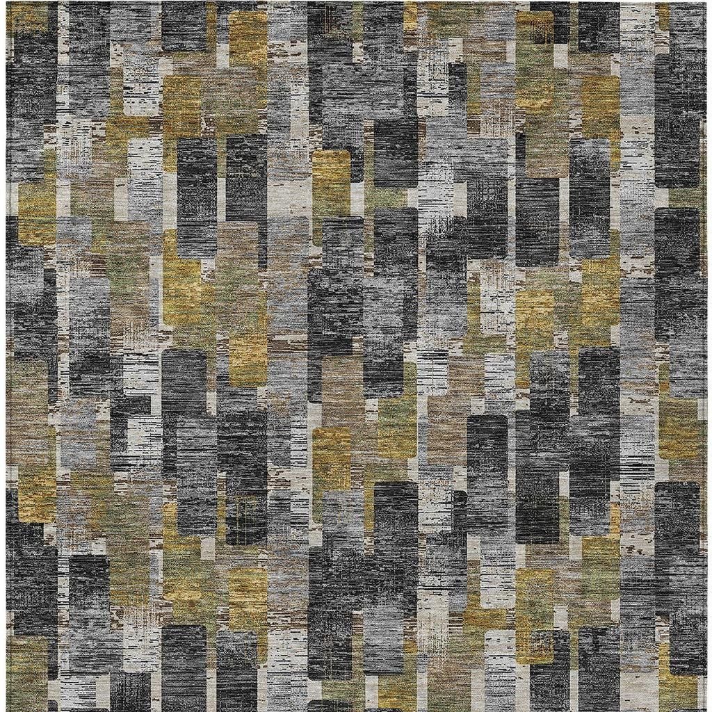 3' X 5' Black And Graphite Geometric Washable Indoor Outdoor Area Rug Homeroots Outdoor