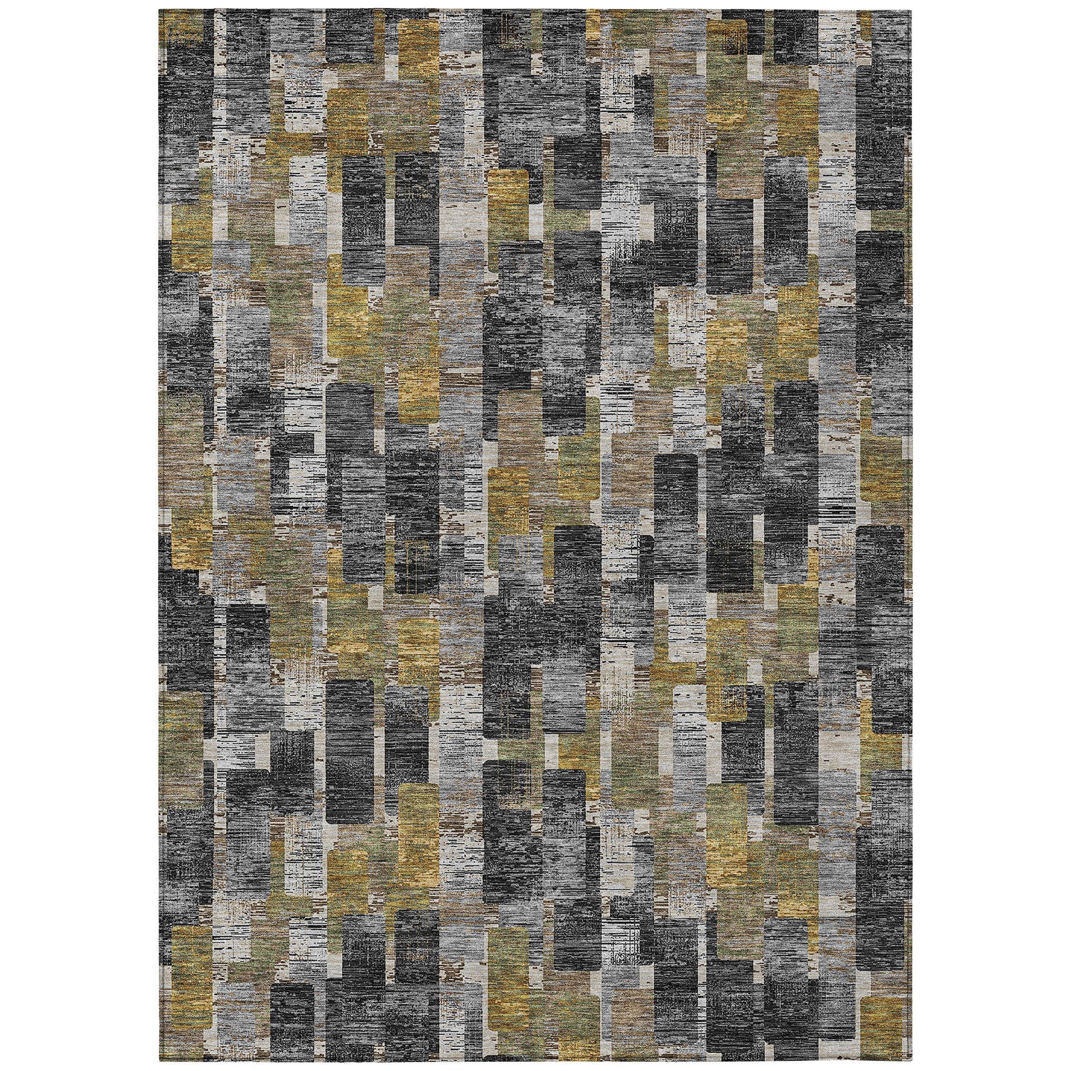3' X 5' Black And Graphite Geometric Washable Indoor Outdoor Area Rug Homeroots Outdoor