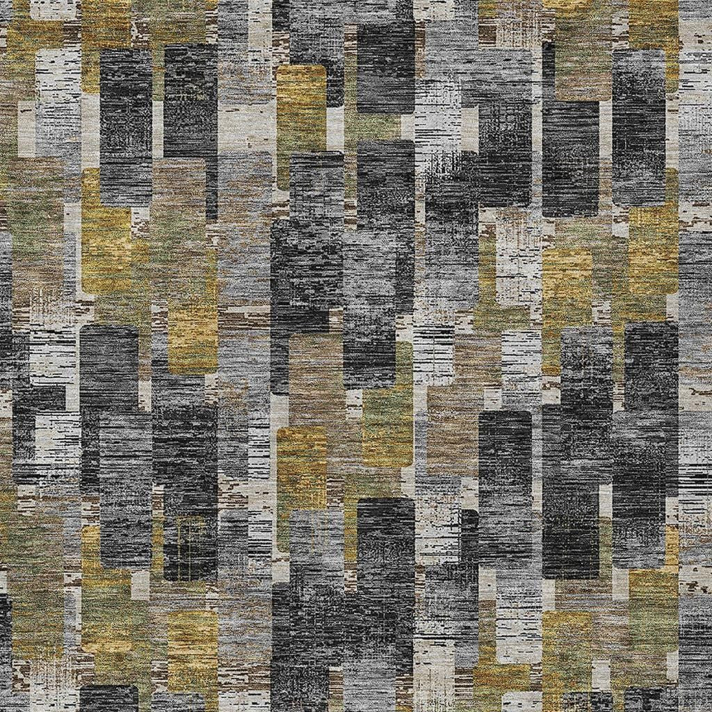 3' X 5' Black And Graphite Geometric Washable Indoor Outdoor Area Rug Homeroots Outdoor