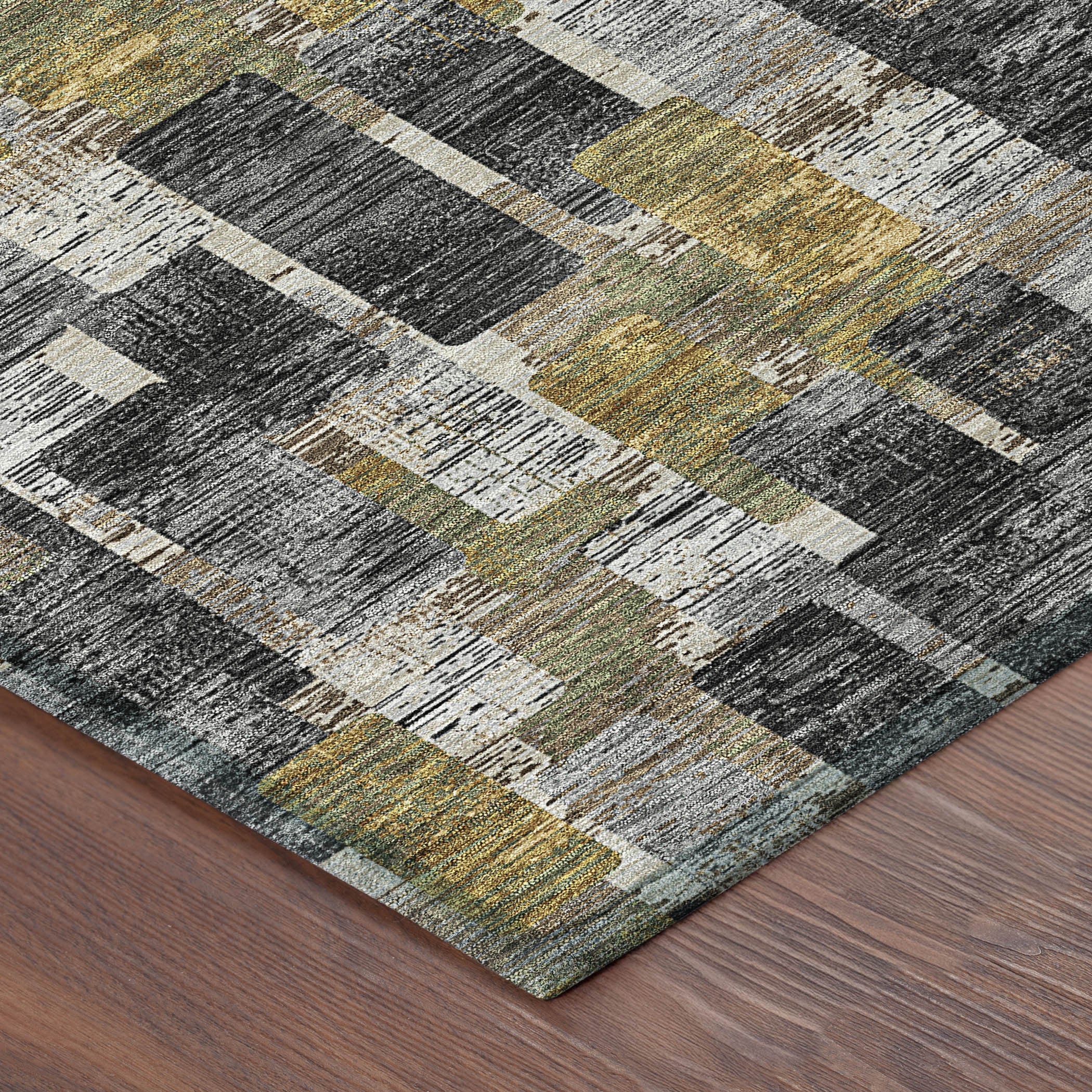 3' X 5' Black And Graphite Geometric Washable Indoor Outdoor Area Rug Homeroots Outdoor