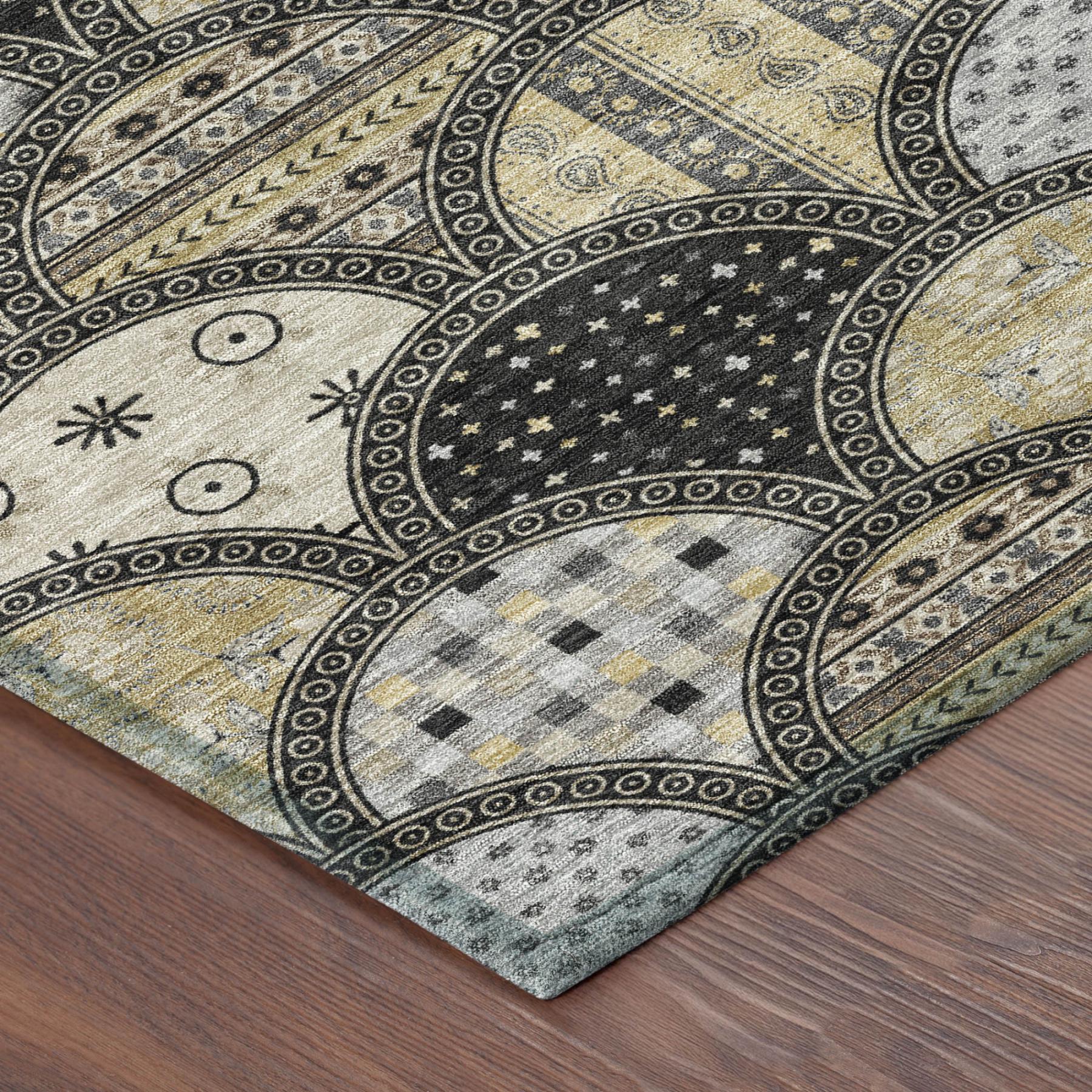 3' X 5' Black And Graphite Geometric Washable Indoor Outdoor Area Rug Homeroots Outdoor