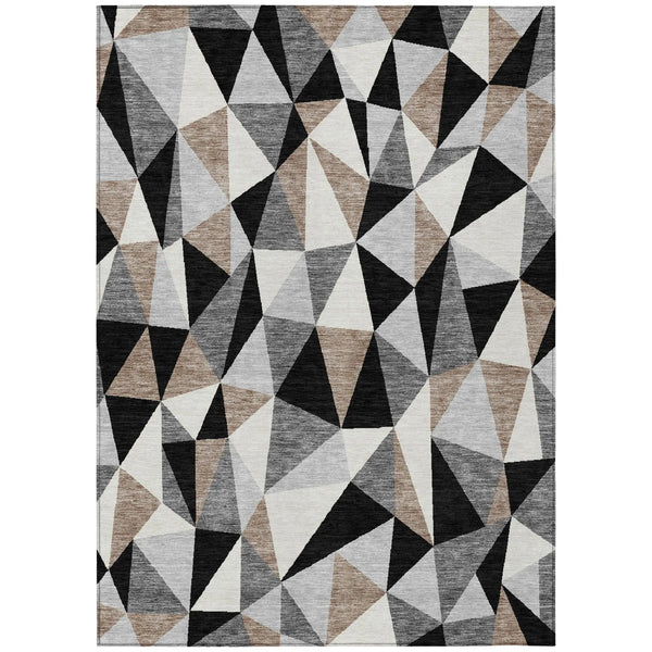 3' X 5' Black And Graphite Geometric Washable Indoor Outdoor Area Rug Homeroots Outdoor