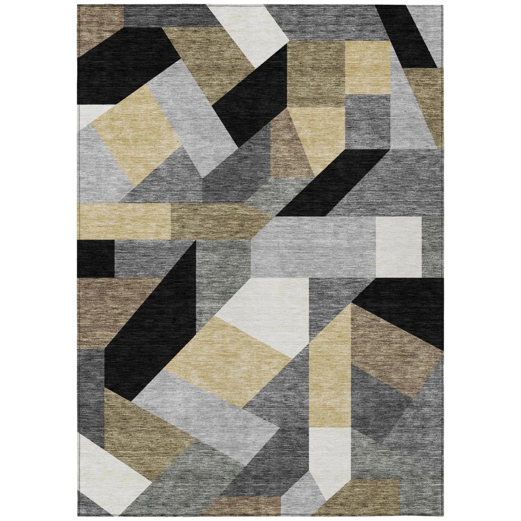 3' X 5' Black And Graphite Geometric Washable Indoor Outdoor Area Rug Homeroots Outdoor