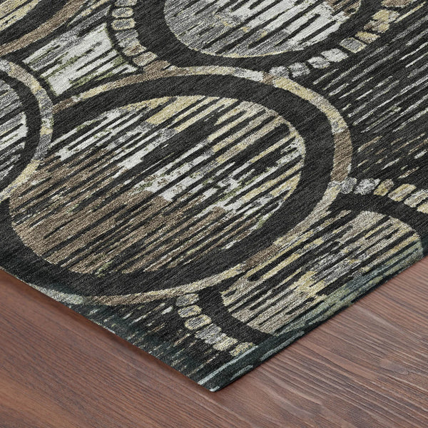 3' X 5' Black And Graphite Geometric Washable Indoor Outdoor Area Rug Homeroots Outdoor