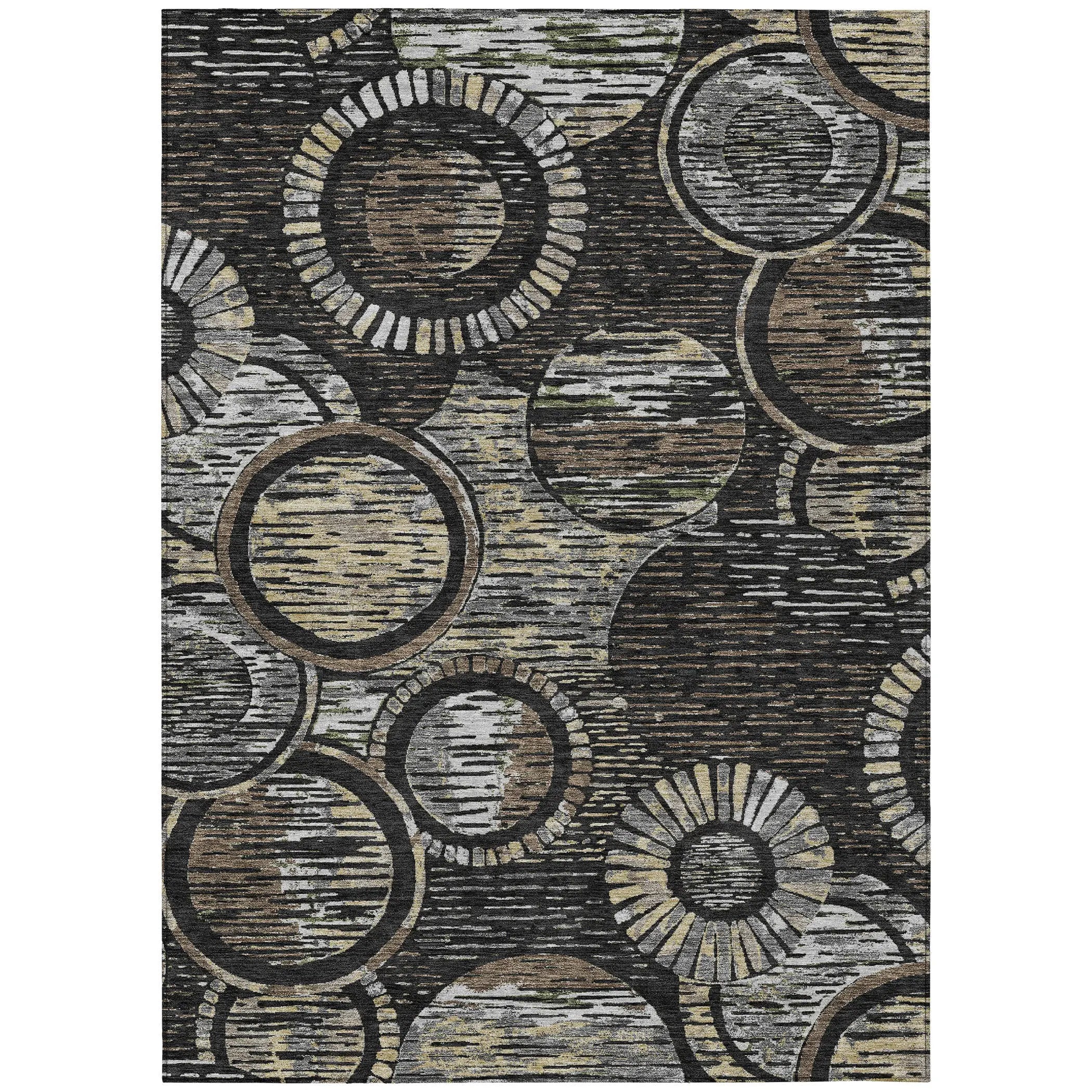 3' X 5' Black And Graphite Geometric Washable Indoor Outdoor Area Rug Homeroots Outdoor