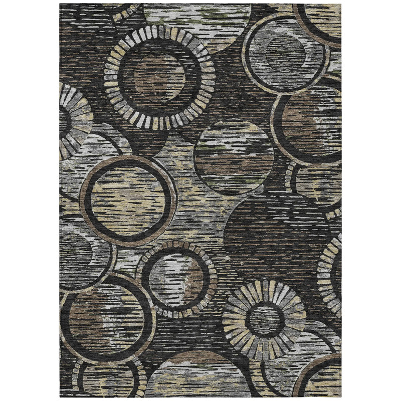 3' X 5' Black And Graphite Geometric Washable Indoor Outdoor Area Rug Homeroots Outdoor