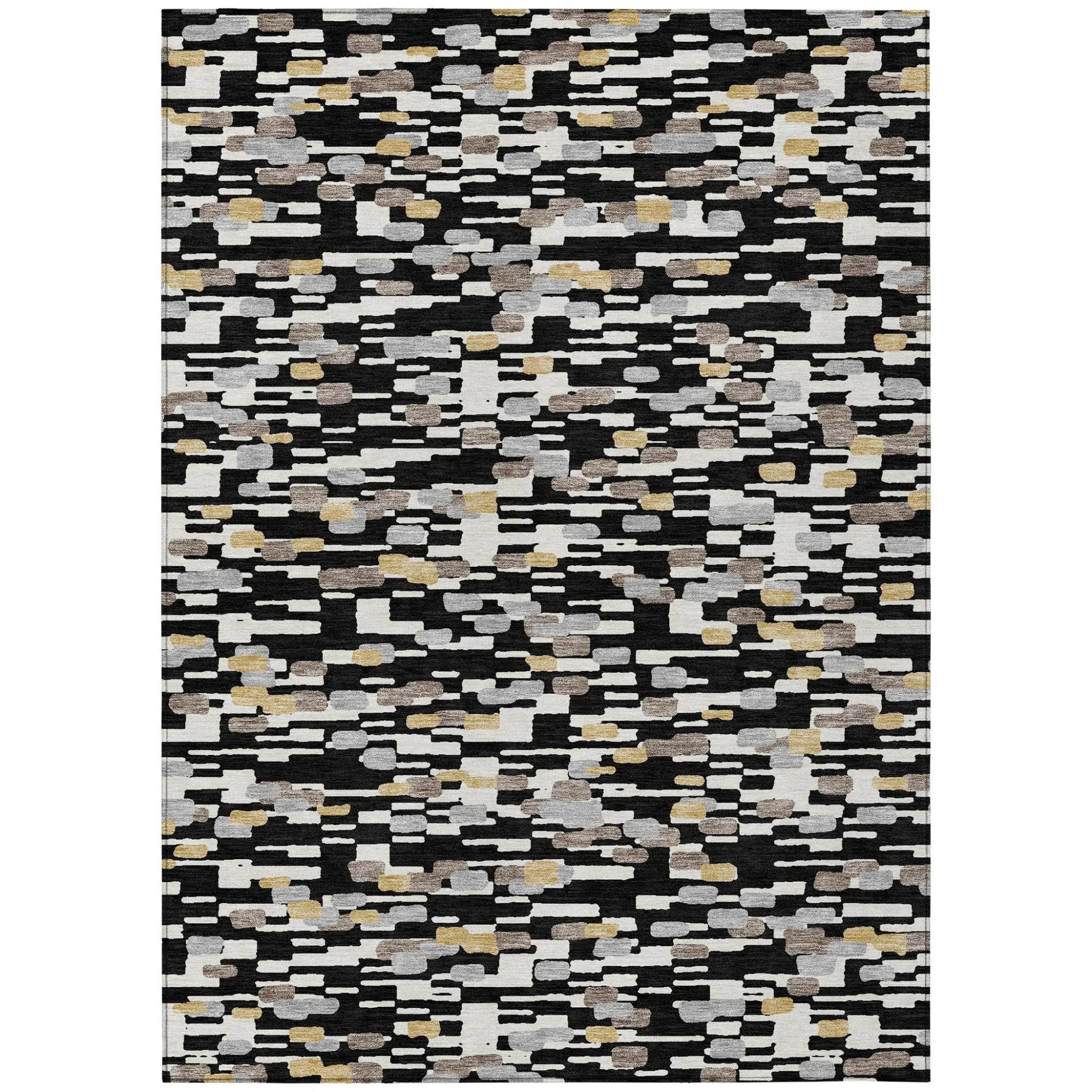 3' X 5' Black And Graphite Geometric Washable Indoor Outdoor Area Rug Homeroots Outdoor