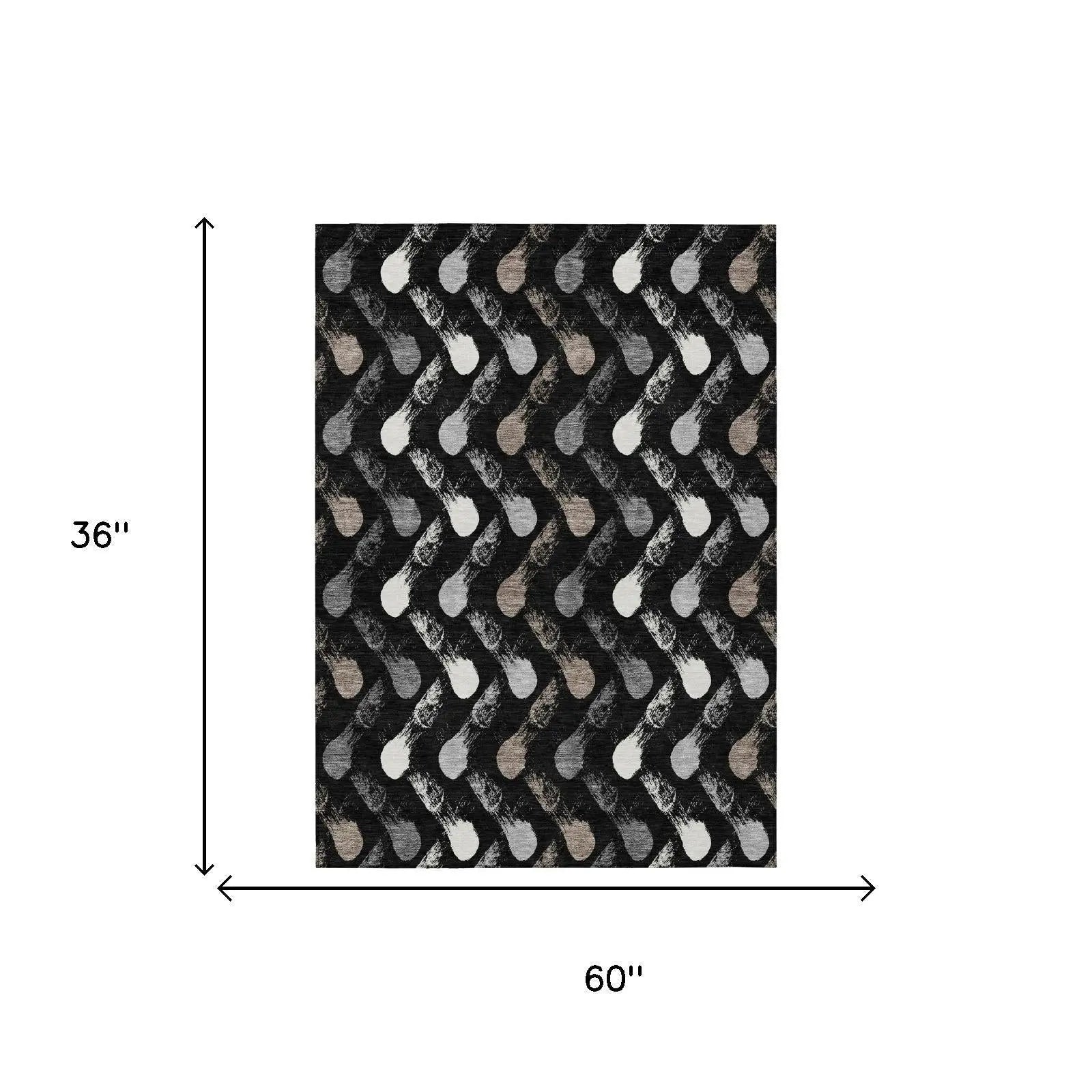 3' X 5' Black And Graphite Geometric Washable Indoor Outdoor Area Rug Homeroots Outdoor