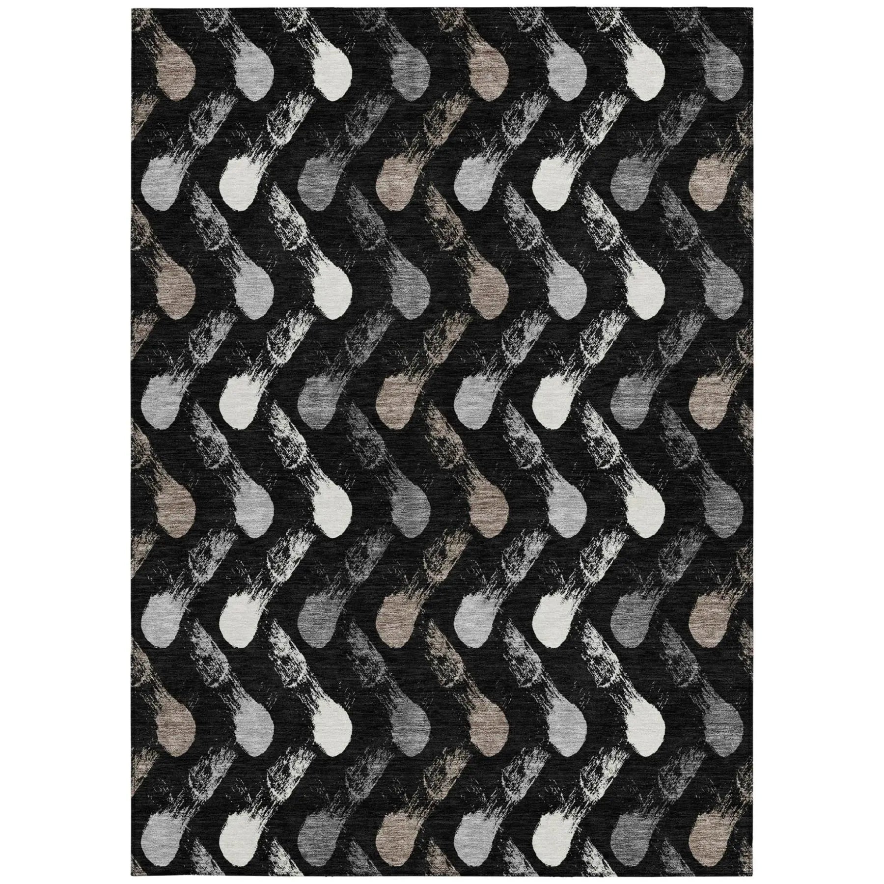3' X 5' Black And Graphite Geometric Washable Indoor Outdoor Area Rug Homeroots Outdoor