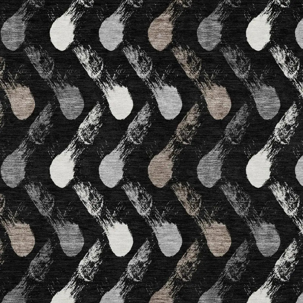 3' X 5' Black And Graphite Geometric Washable Indoor Outdoor Area Rug Homeroots Outdoor