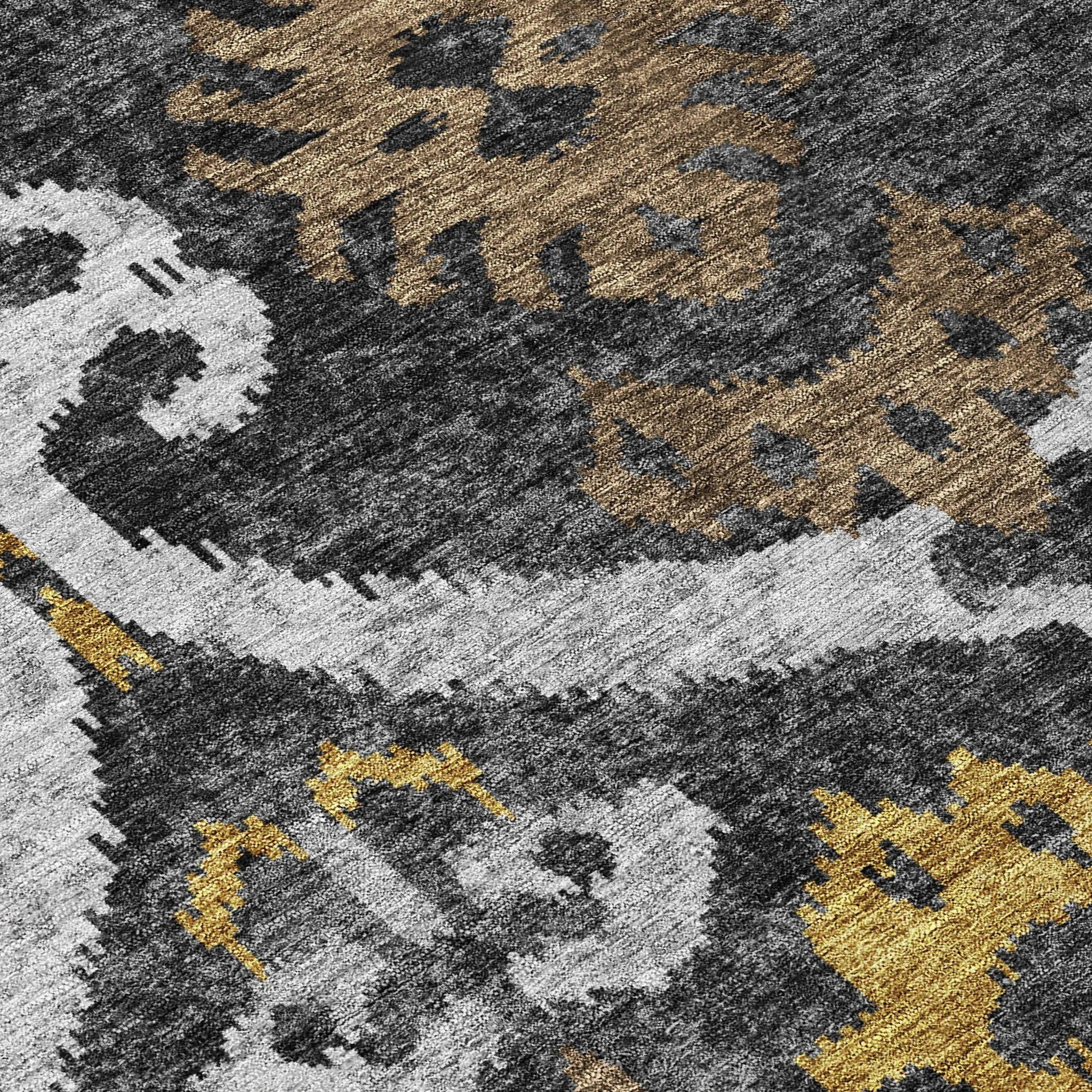 3' X 5' Black And Graphite Ikat Washable Indoor Outdoor Area Rug Homeroots Outdoor