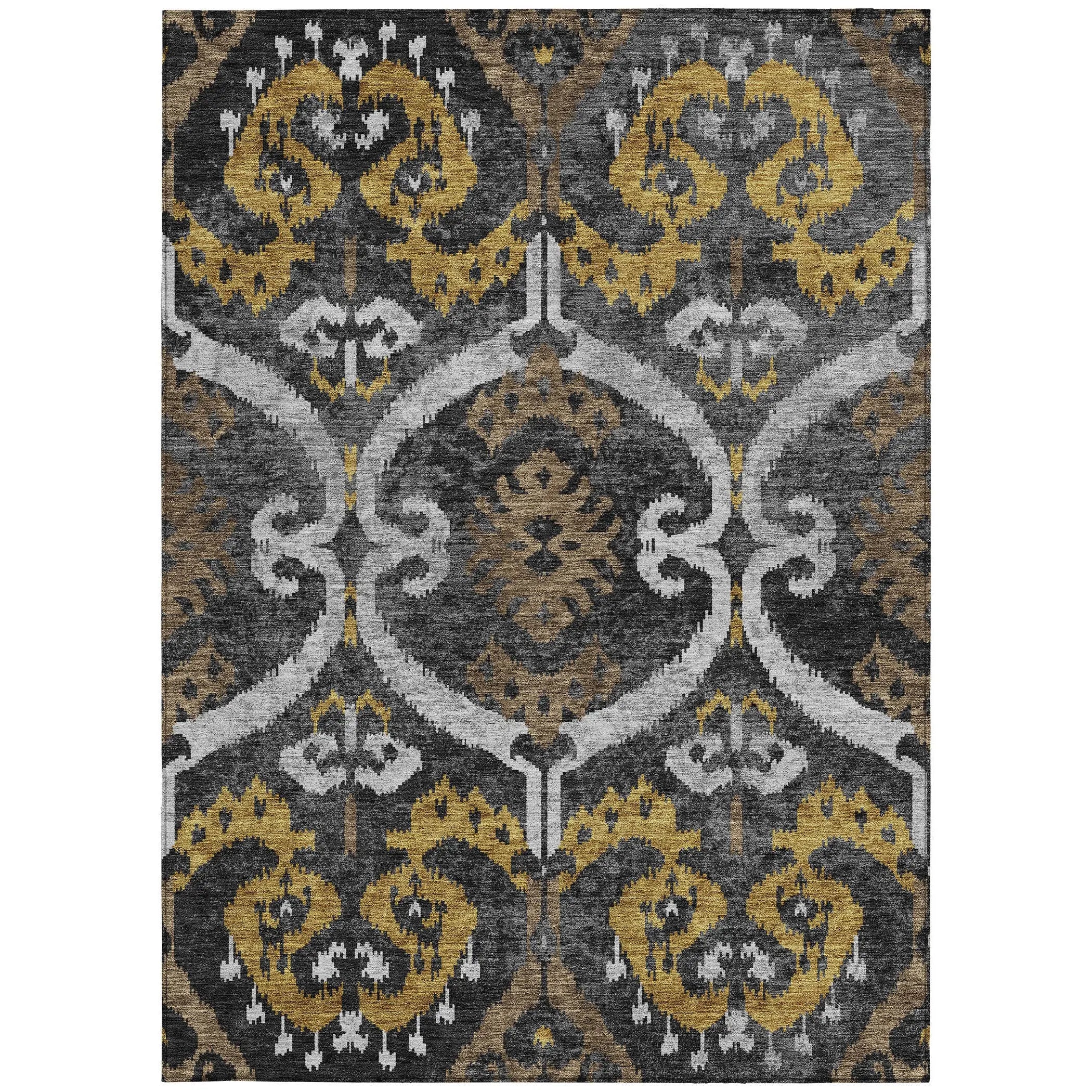 3' X 5' Black And Graphite Ikat Washable Indoor Outdoor Area Rug Homeroots Outdoor