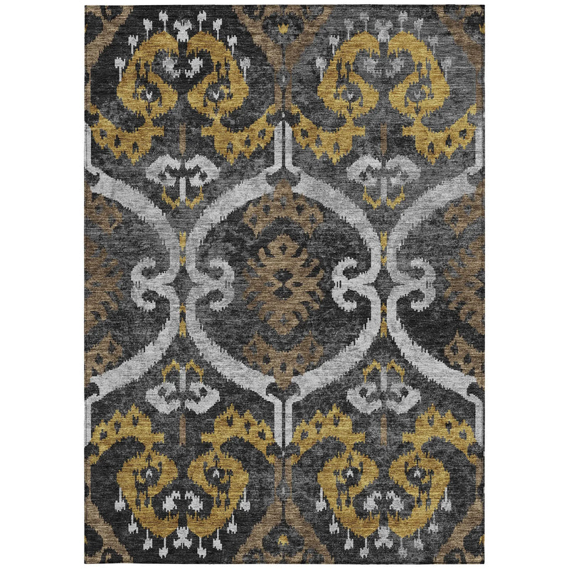 3' X 5' Black And Graphite Ikat Washable Indoor Outdoor Area Rug Homeroots Outdoor