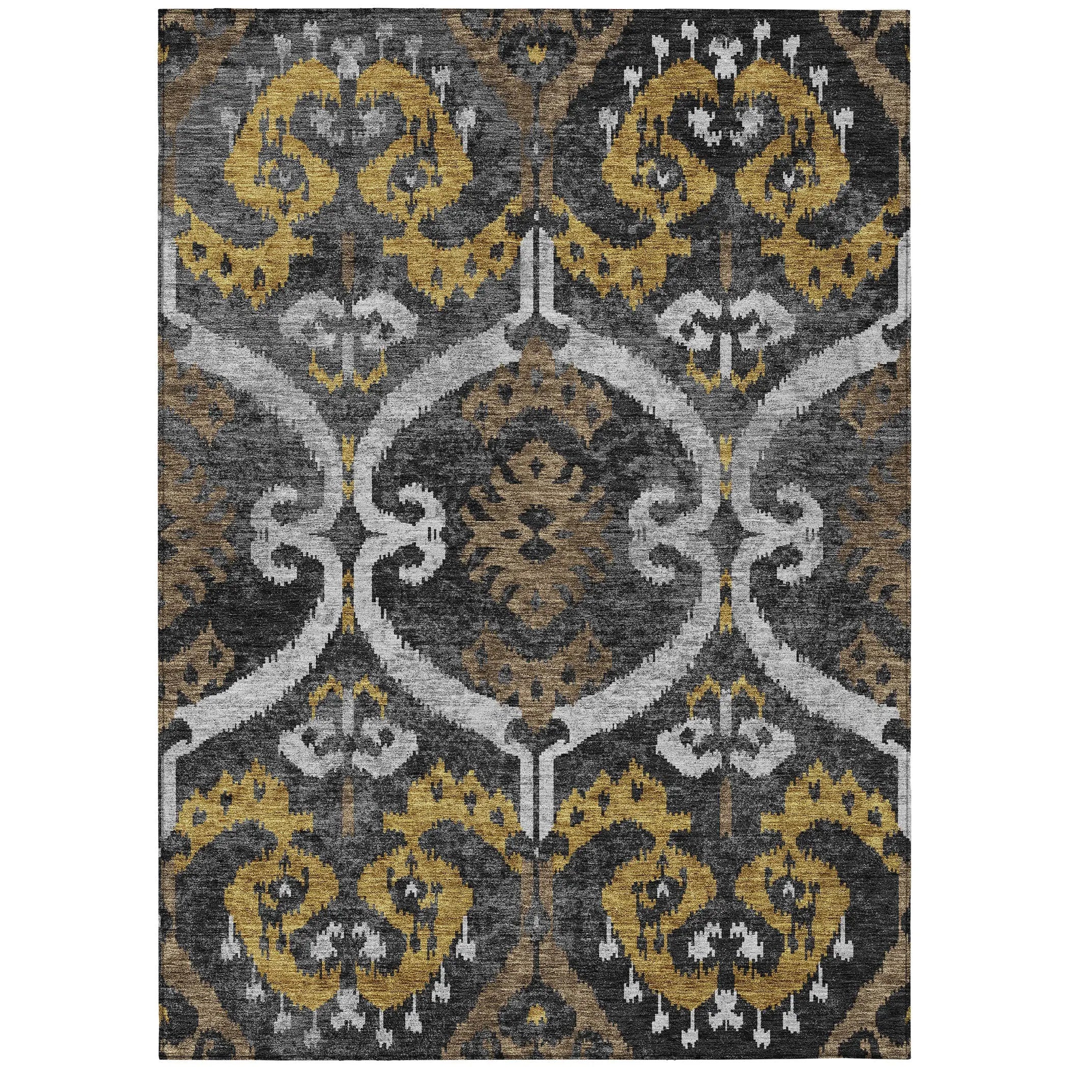 3' X 5' Black And Graphite Ikat Washable Indoor Outdoor Area Rug Homeroots Outdoor