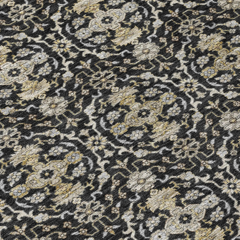 3' X 5' Black And Graphite Oriental Washable Indoor Outdoor Area Rug Homeroots Outdoor