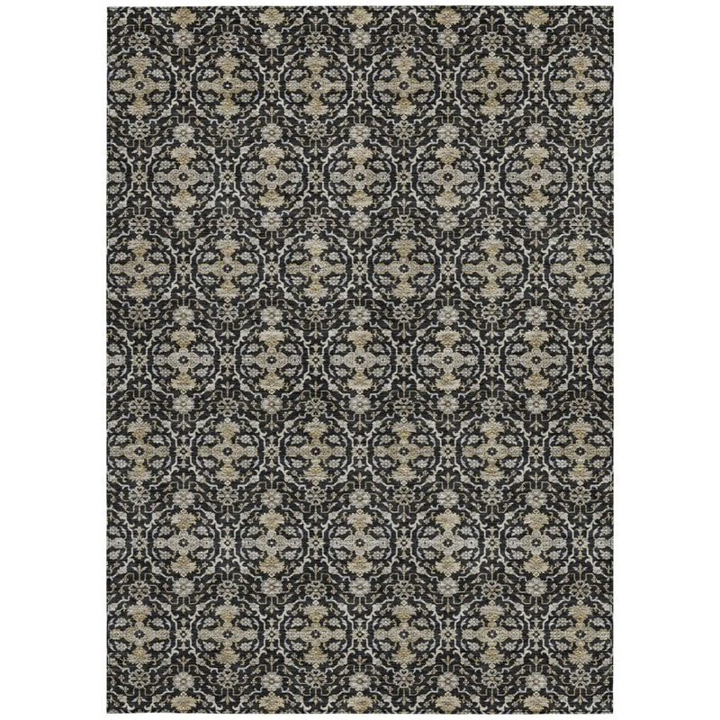3' X 5' Black And Graphite Oriental Washable Indoor Outdoor Area Rug Homeroots Outdoor