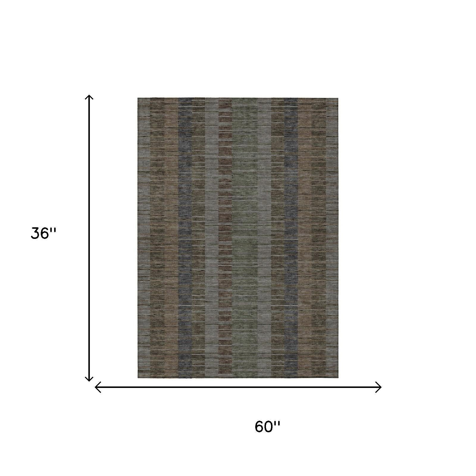 3' X 5' Black And Graphite Striped Washable Indoor Outdoor Area Rug Homeroots Outdoor