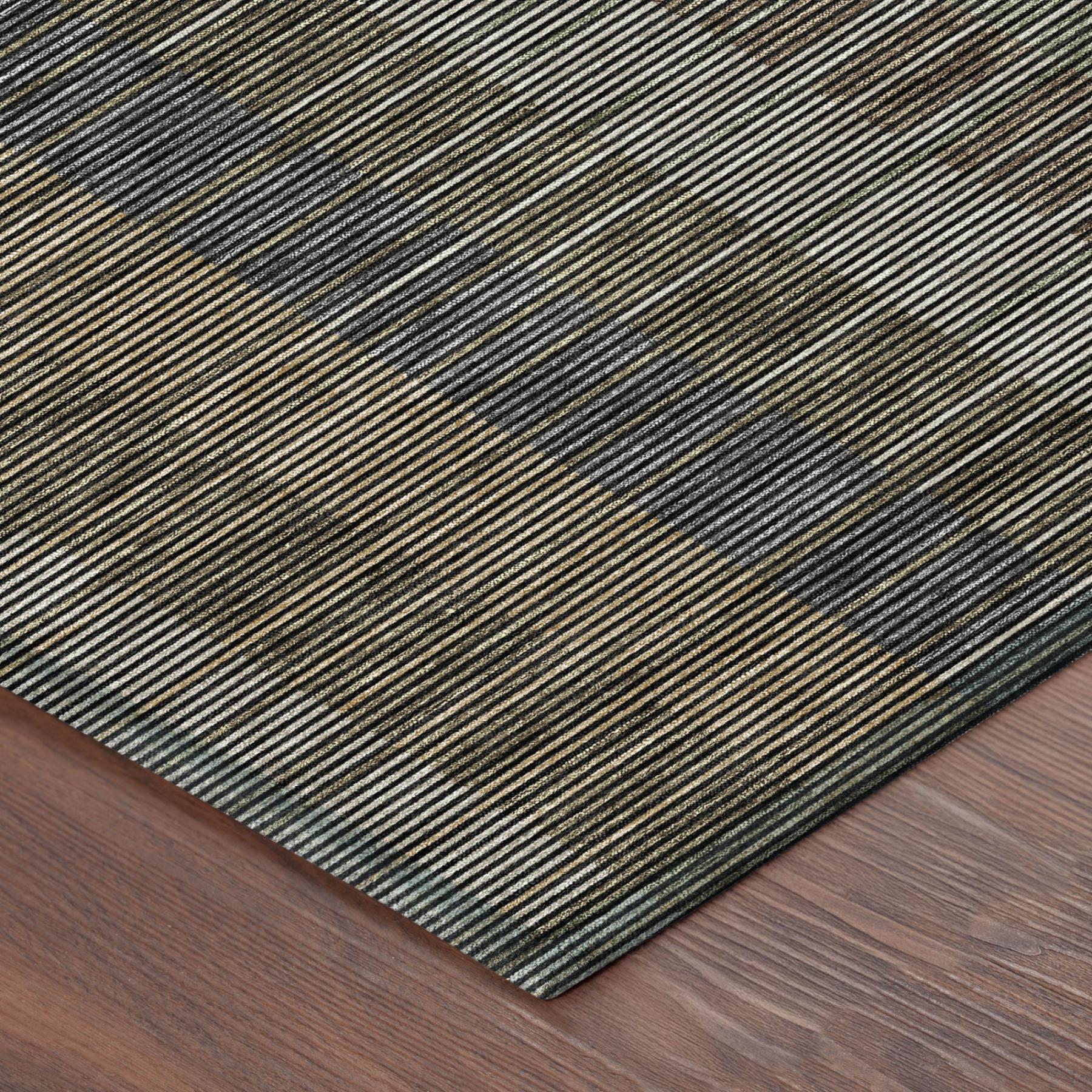 3' X 5' Black And Graphite Striped Washable Indoor Outdoor Area Rug Homeroots Outdoor