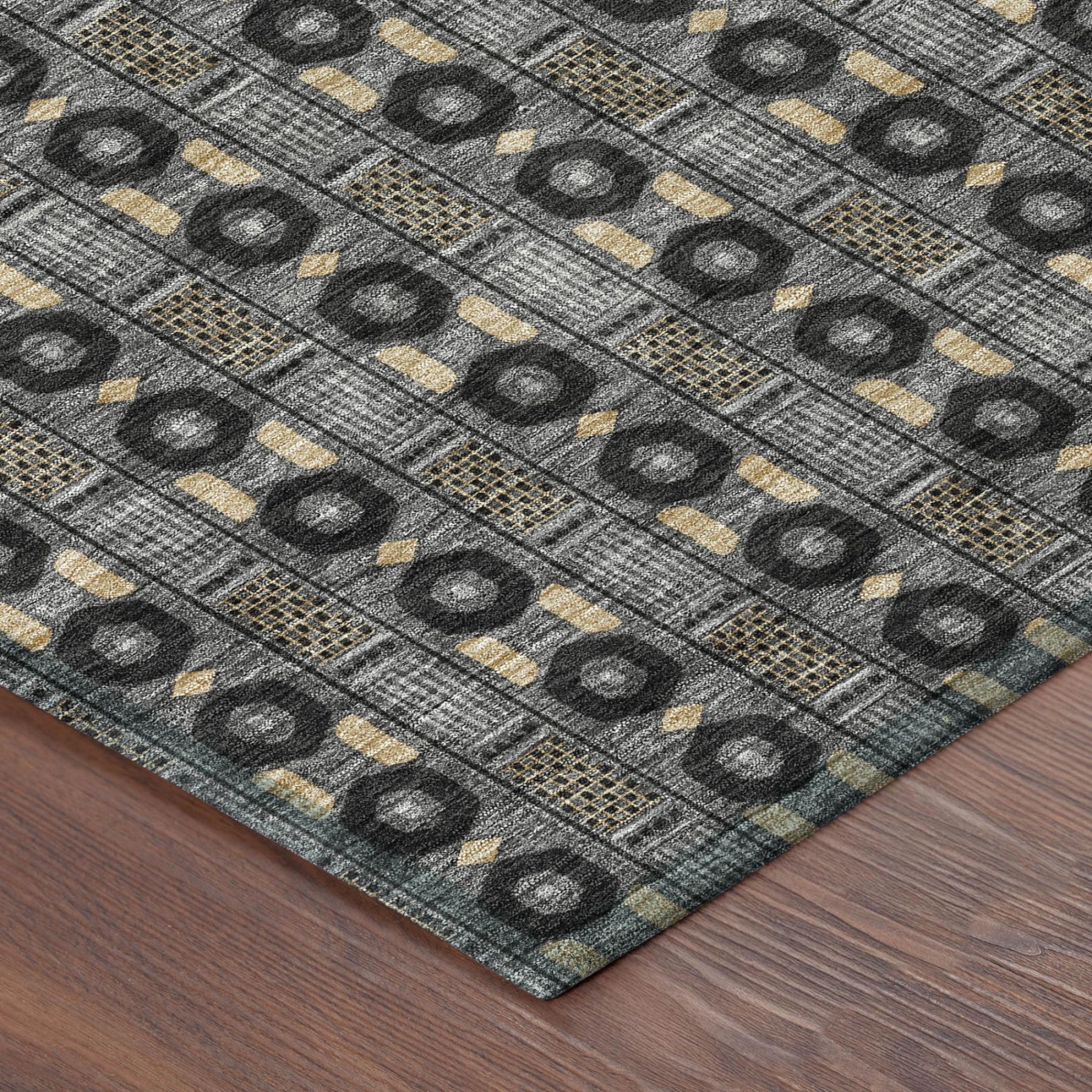 3' X 5' Black And Graphite Striped Washable Indoor Outdoor Area Rug Homeroots Outdoor