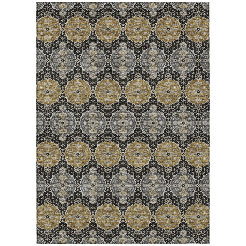3' X 5' Black And Graphite Striped Washable Indoor Outdoor Area Rug Homeroots Outdoor
