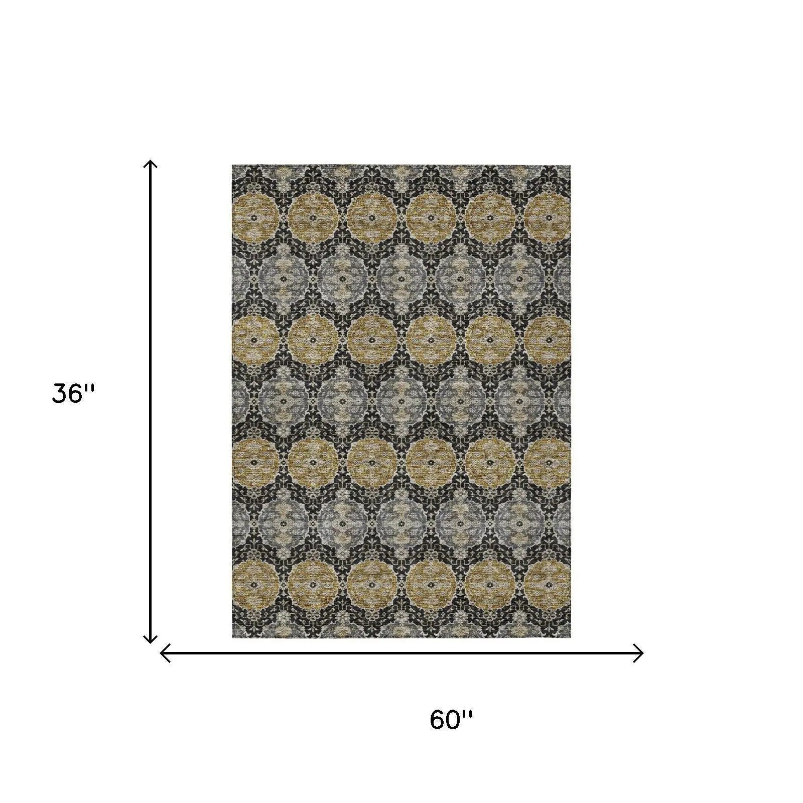 3' X 5' Black And Graphite Striped Washable Indoor Outdoor Area Rug Homeroots Outdoor