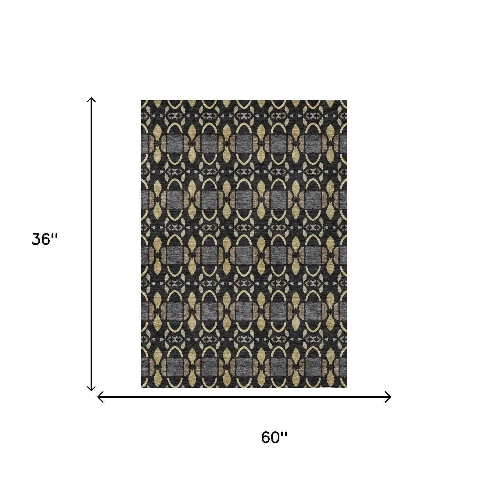 3' X 5' Black And Graphite Striped Washable Indoor Outdoor Area Rug Homeroots Outdoor