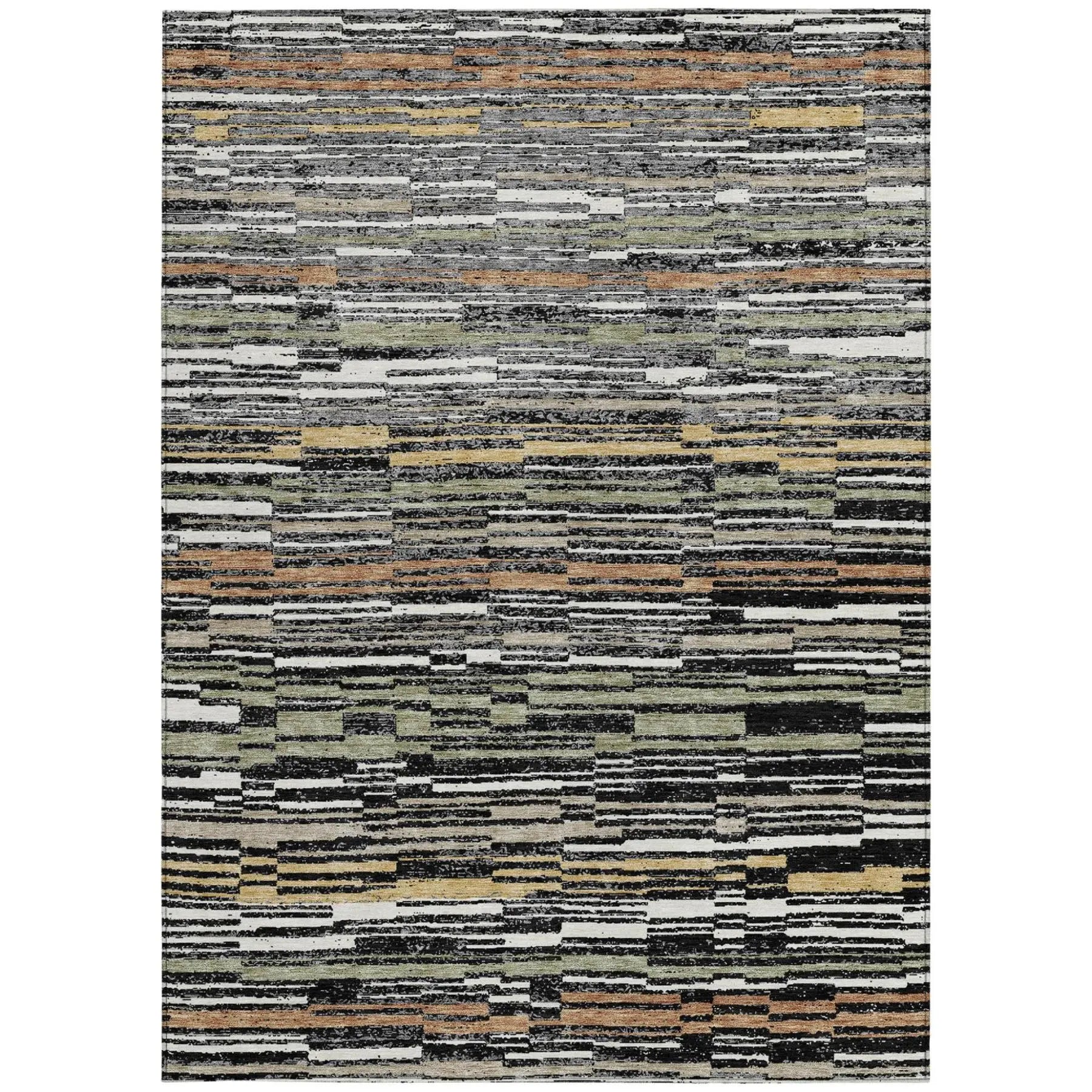 3' X 5' Black And Graphite Striped Washable Indoor Outdoor Area Rug Homeroots Outdoor