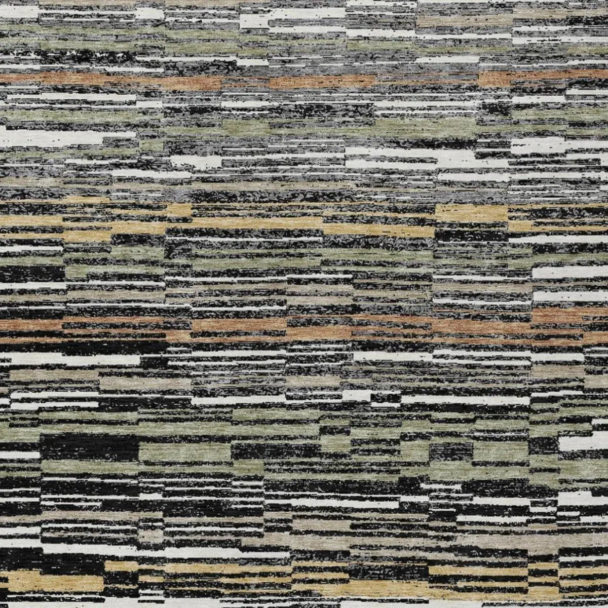 3' X 5' Black And Graphite Striped Washable Indoor Outdoor Area Rug Homeroots Outdoor