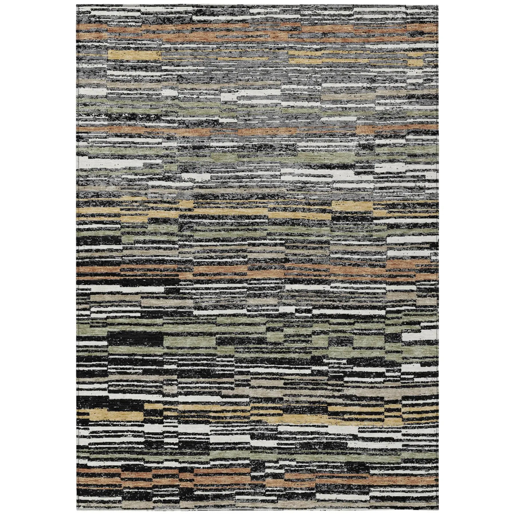 3' X 5' Black And Graphite Striped Washable Indoor Outdoor Area Rug Homeroots Outdoor